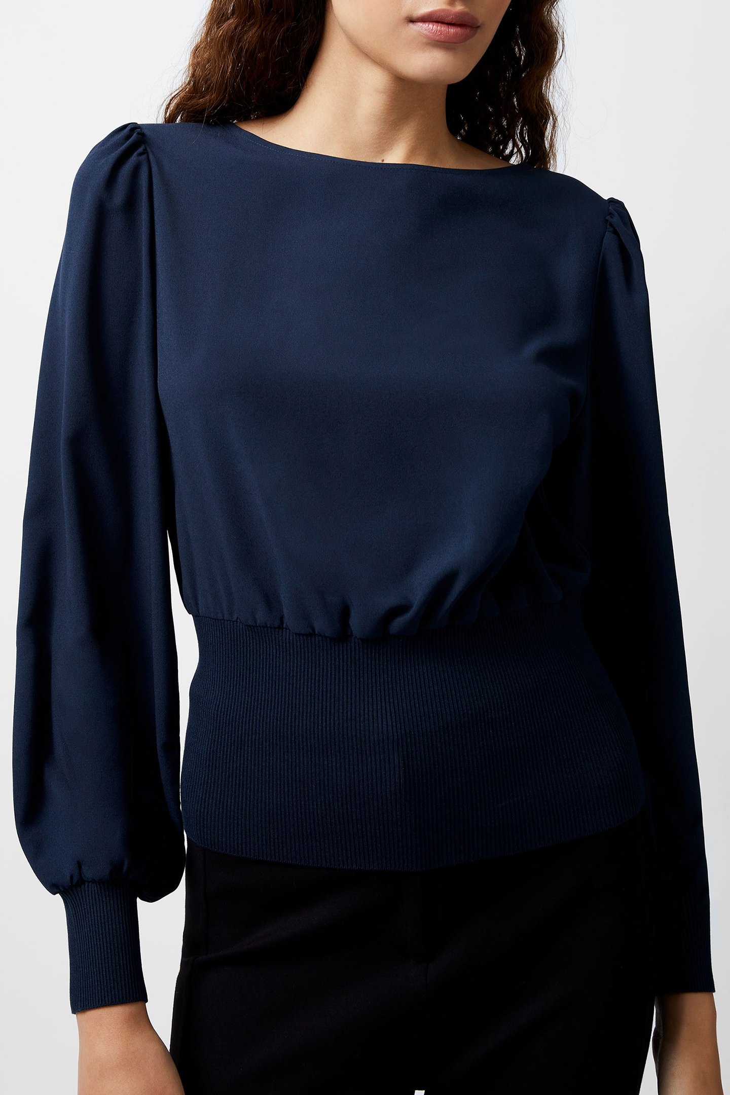 KRISTA KNIT SLASH NK JUMPER MARINE 1