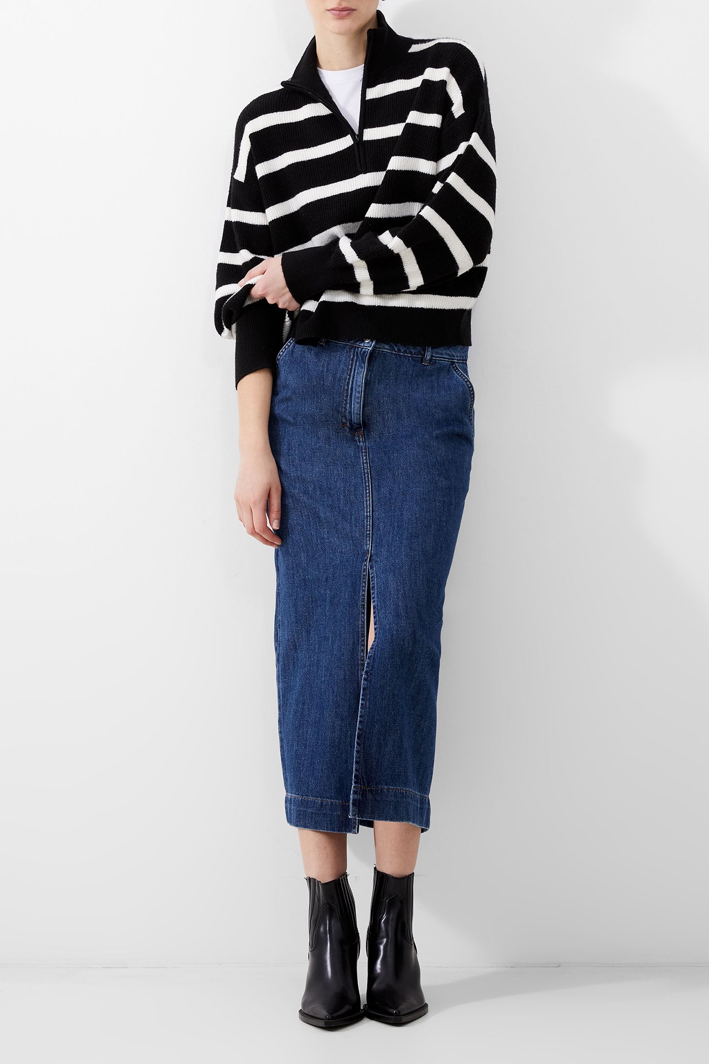 VHARI HALF KNIT JUMPER BLACK/WINTER WHITE 1