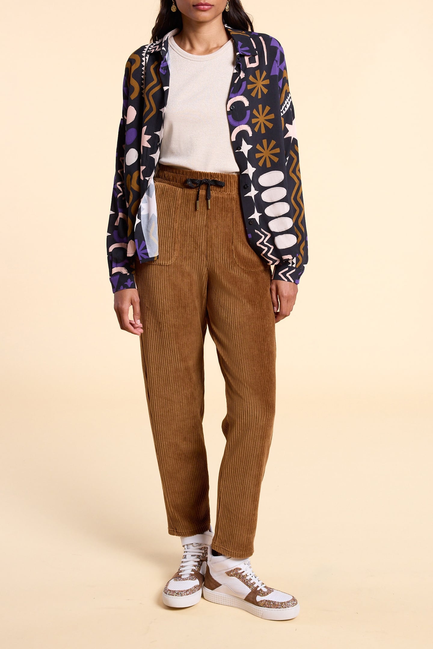 ECRU GOLD GLITTERY KNIT VEST TOP OFF-WHITE 4