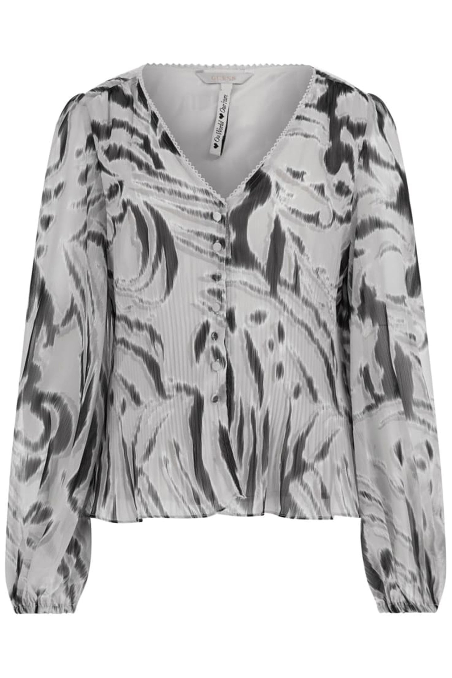 GUESS ECO YVETTE LS PLEATING T ZEBRA SKIN PRINT 4