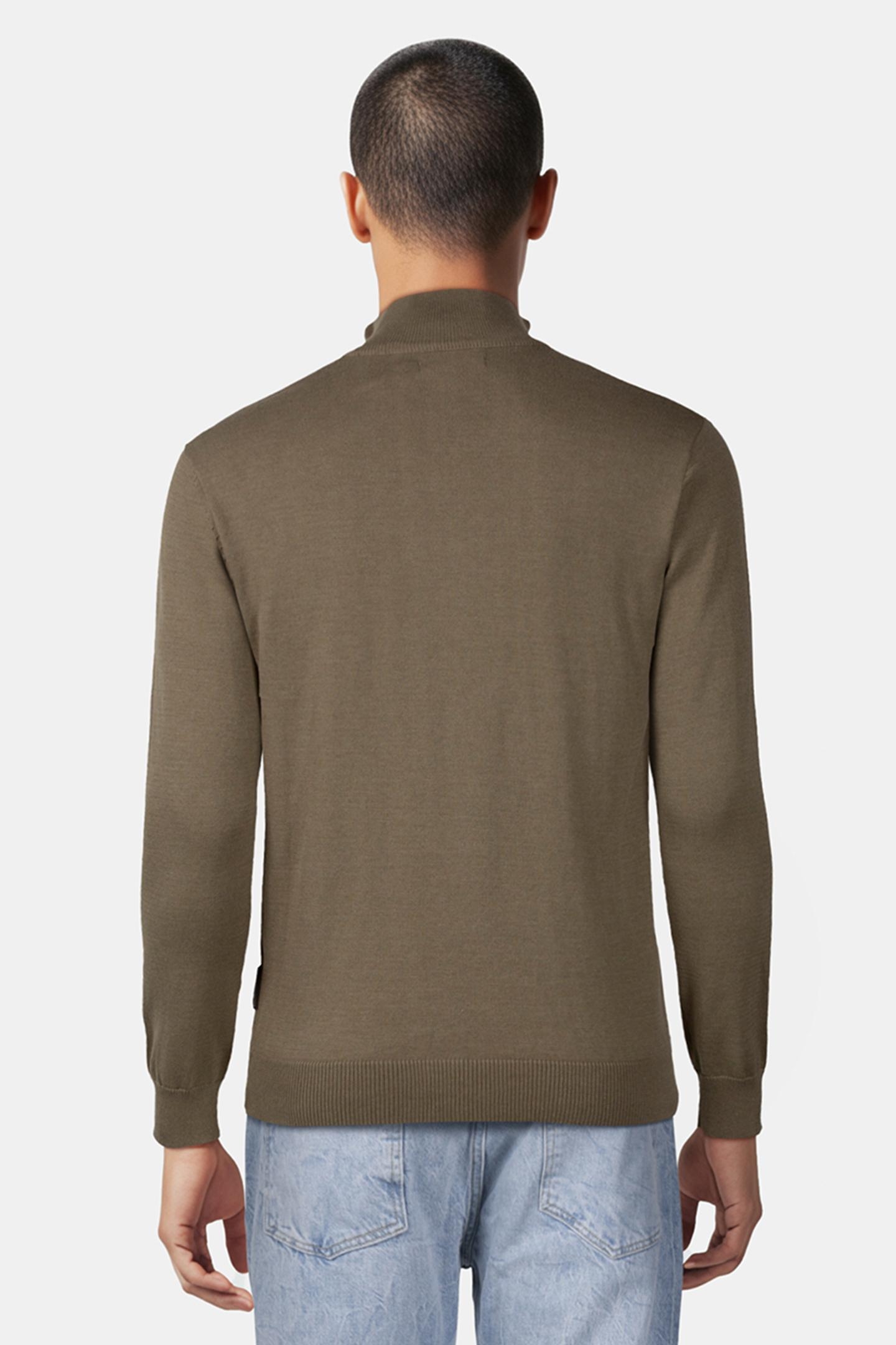 COTTON HALF ZIP KHAKI MEL 2