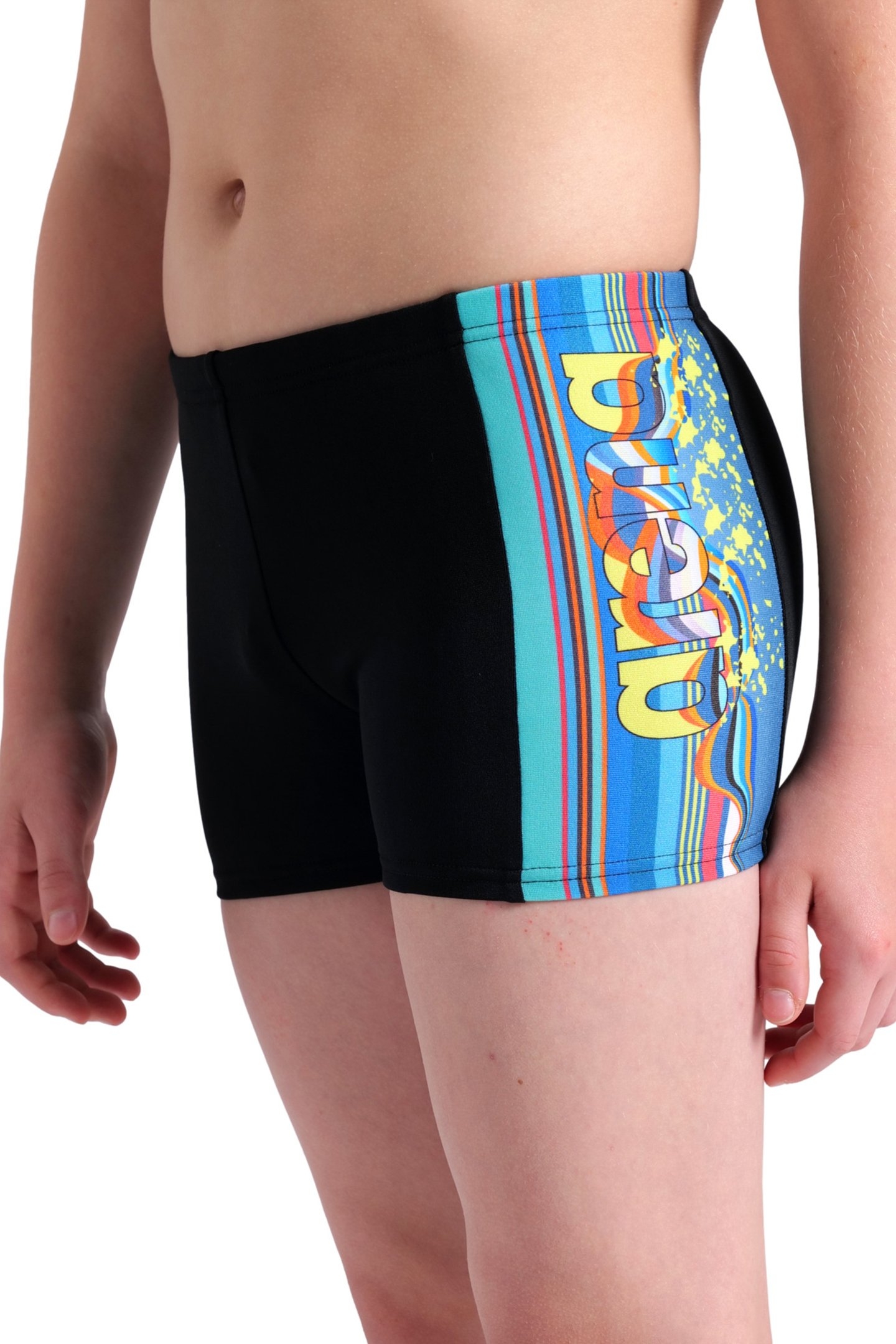 BOY'S ARENA PALETTE SWIM SHORT MULTI WATER BLACK 7