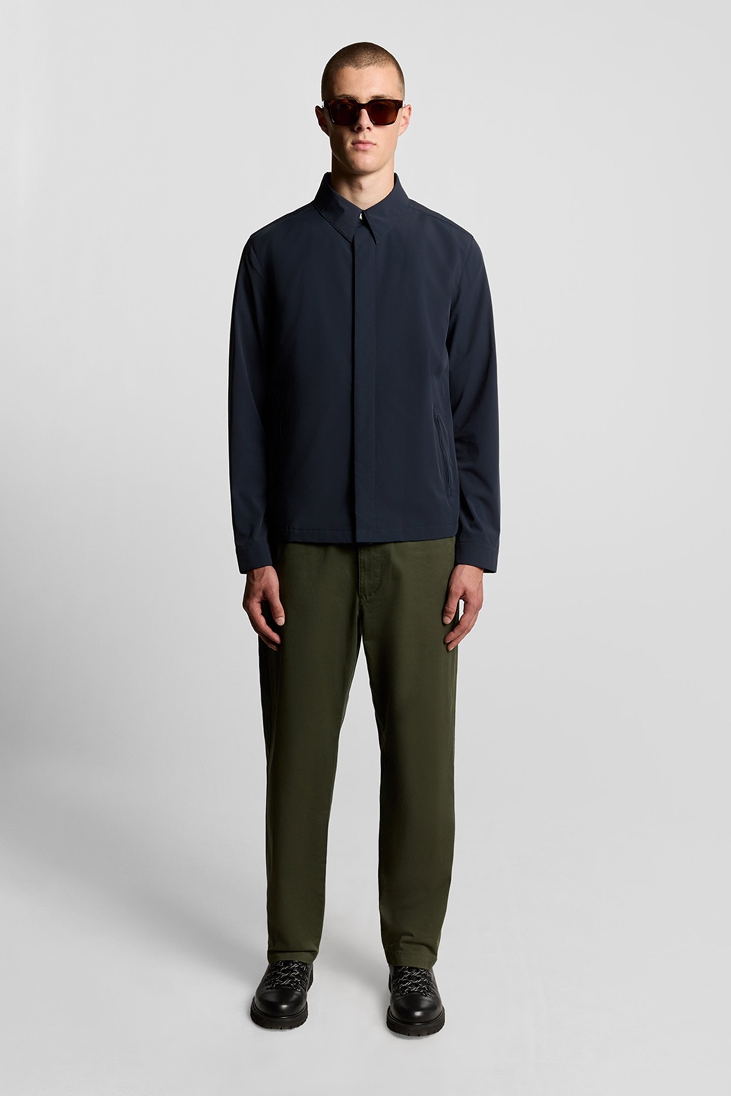 ZIP THROUGH NYLON OVERSHIRT DARK NAVY 3