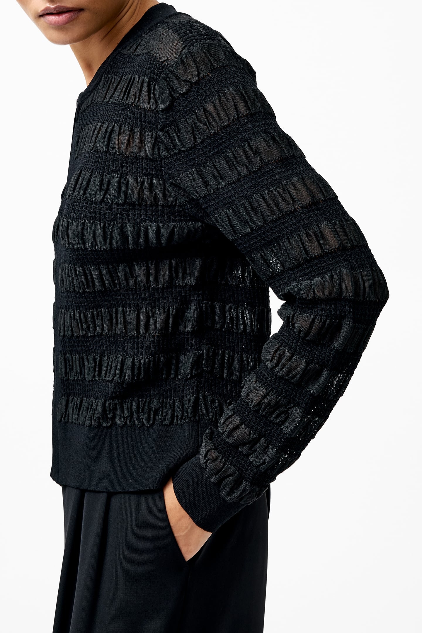 MELBA TEXTURED L/S CARDIGAN BLACK 3