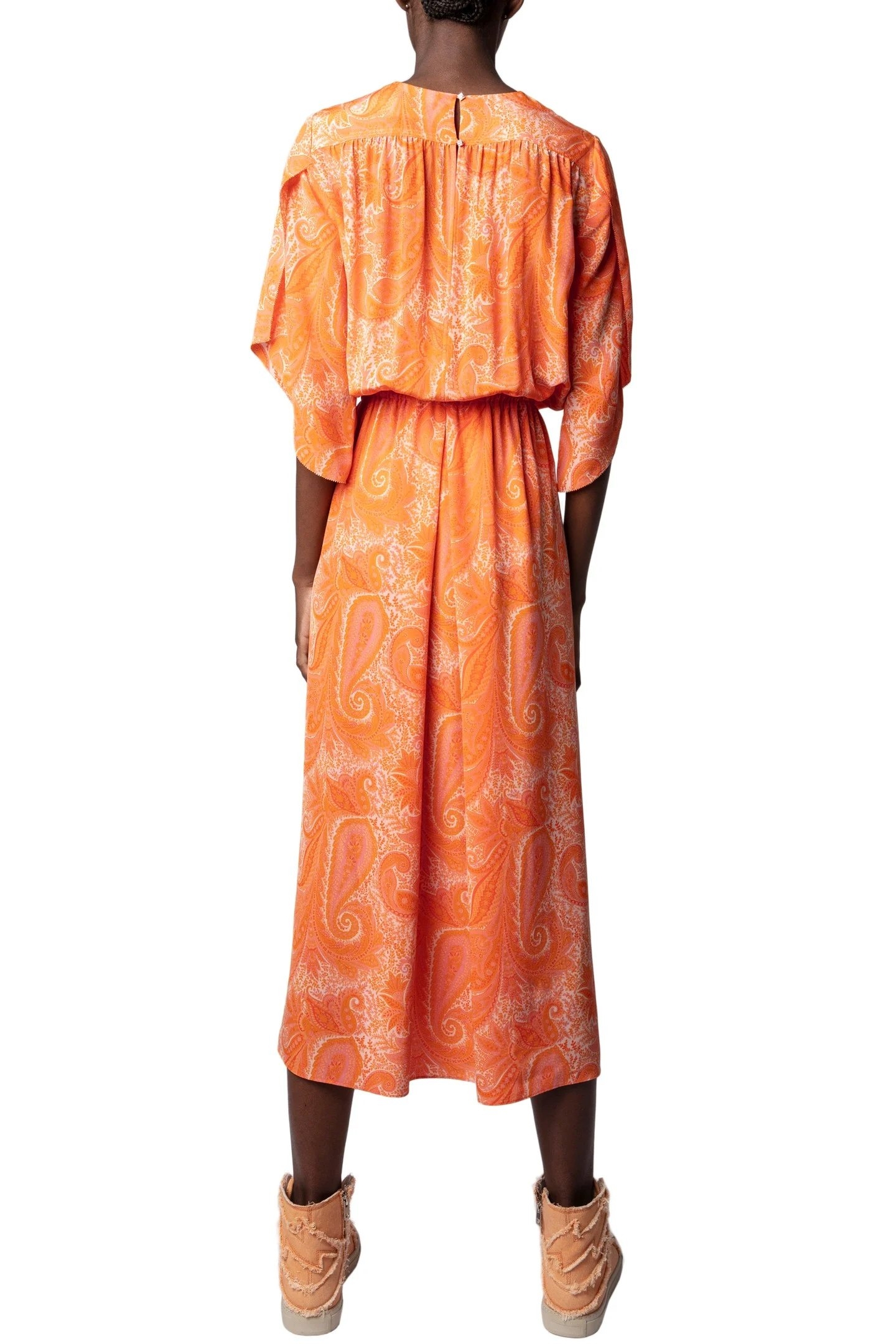 RUSTY PAISLEY DRESS CORAIL 3