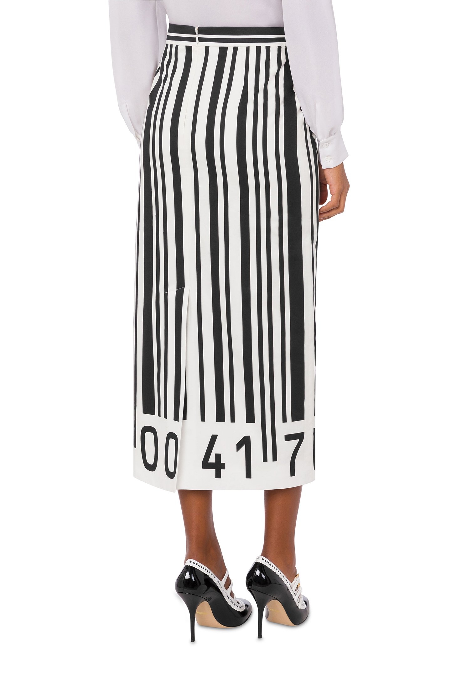 BARCODE POPLIN SKIRT WHITE 2