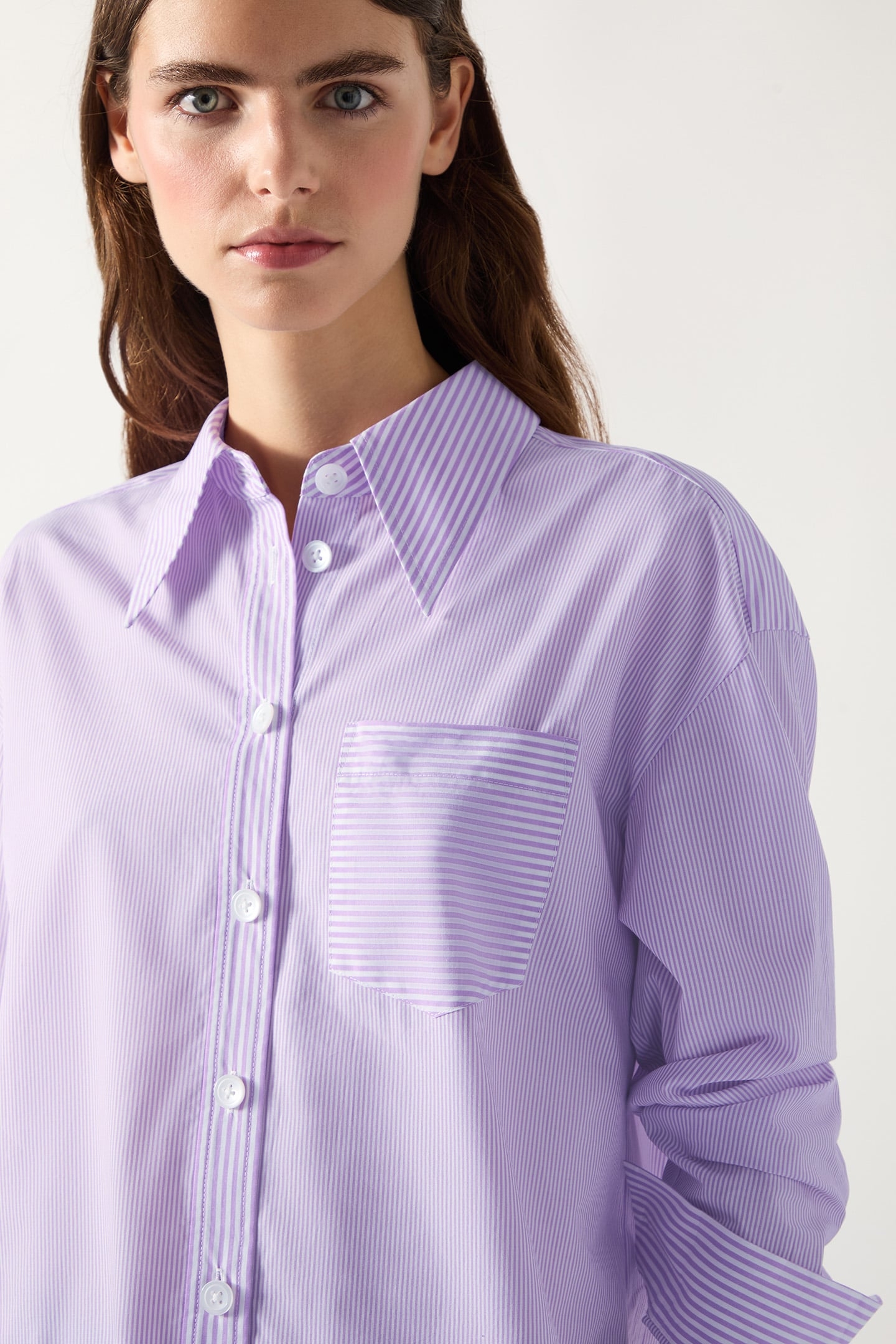TW PIP CORSAGE SHIRT PURPLE 2