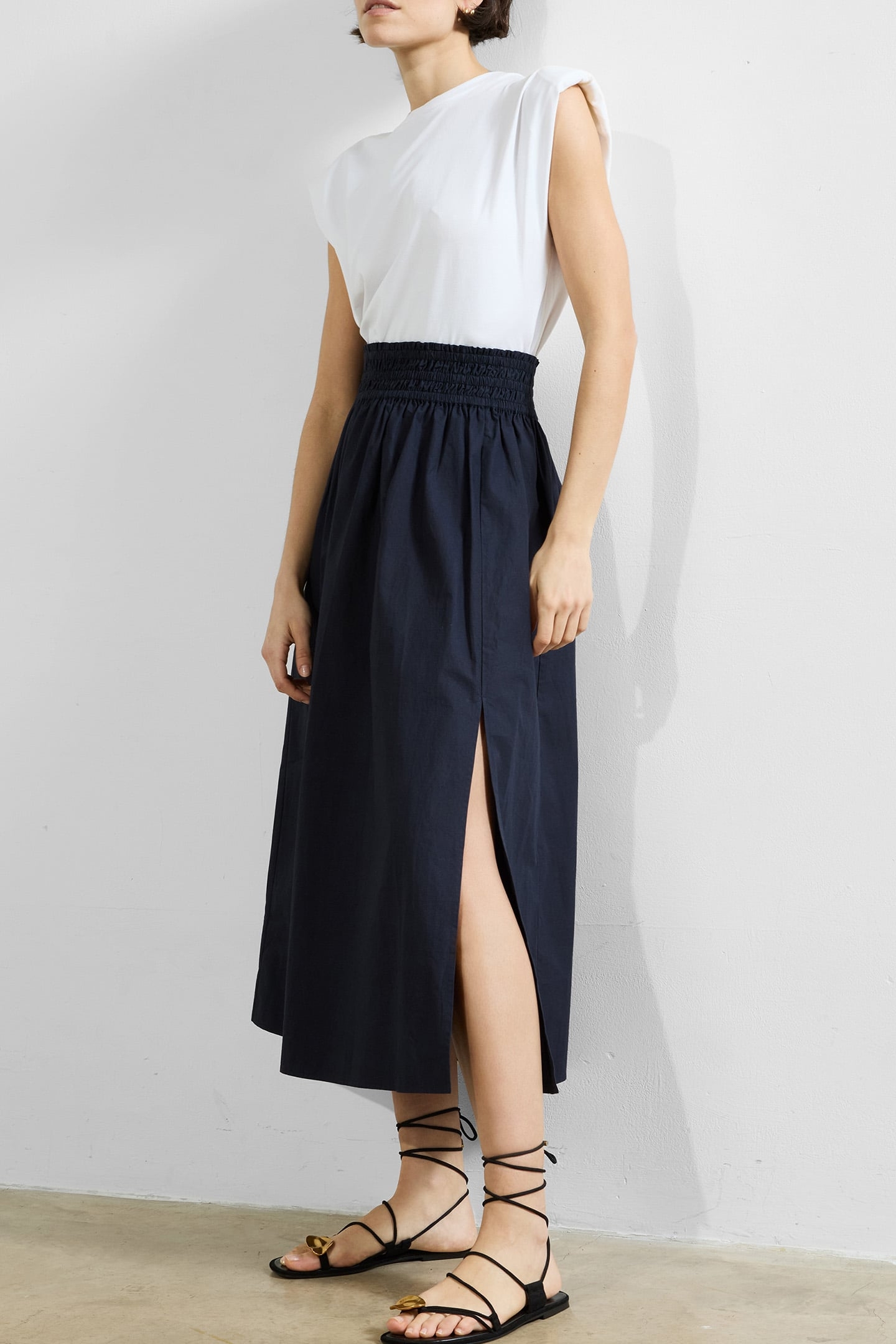 BARLETTA POPLIN SQUARE SKIRT NAVY 1