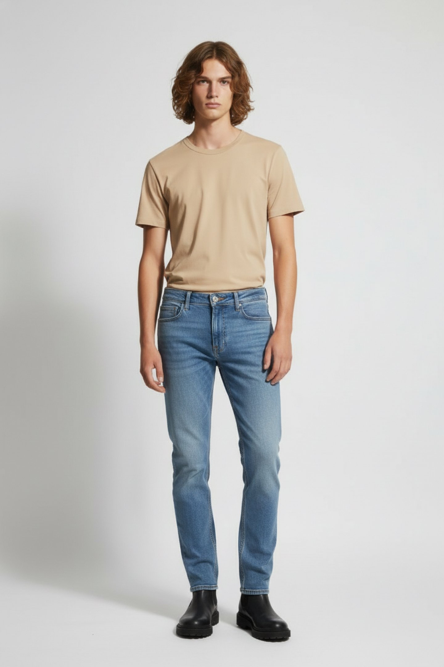 YAMANE DENIM COTTON-STRETCH MID BLUE 1