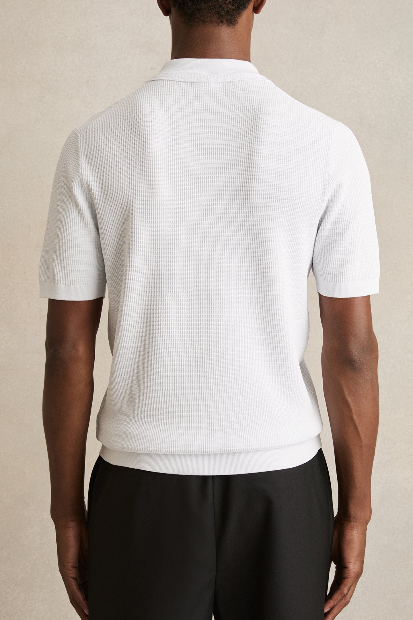 SS HALF ZIP TEXTURED POLO WHITE 2