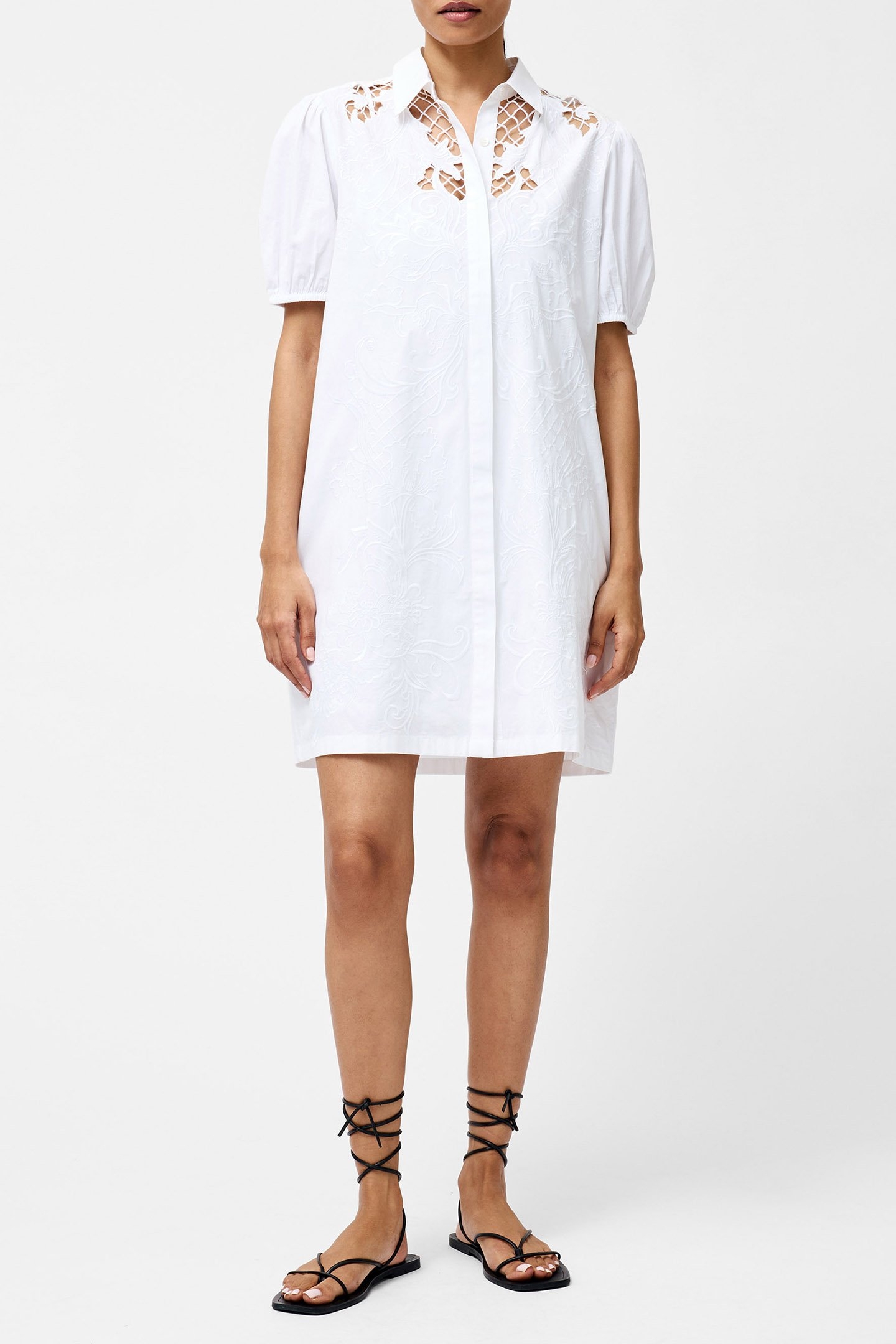 CAMBRIA COTTON EMBROIDERED SHI LINEN WHITE 1