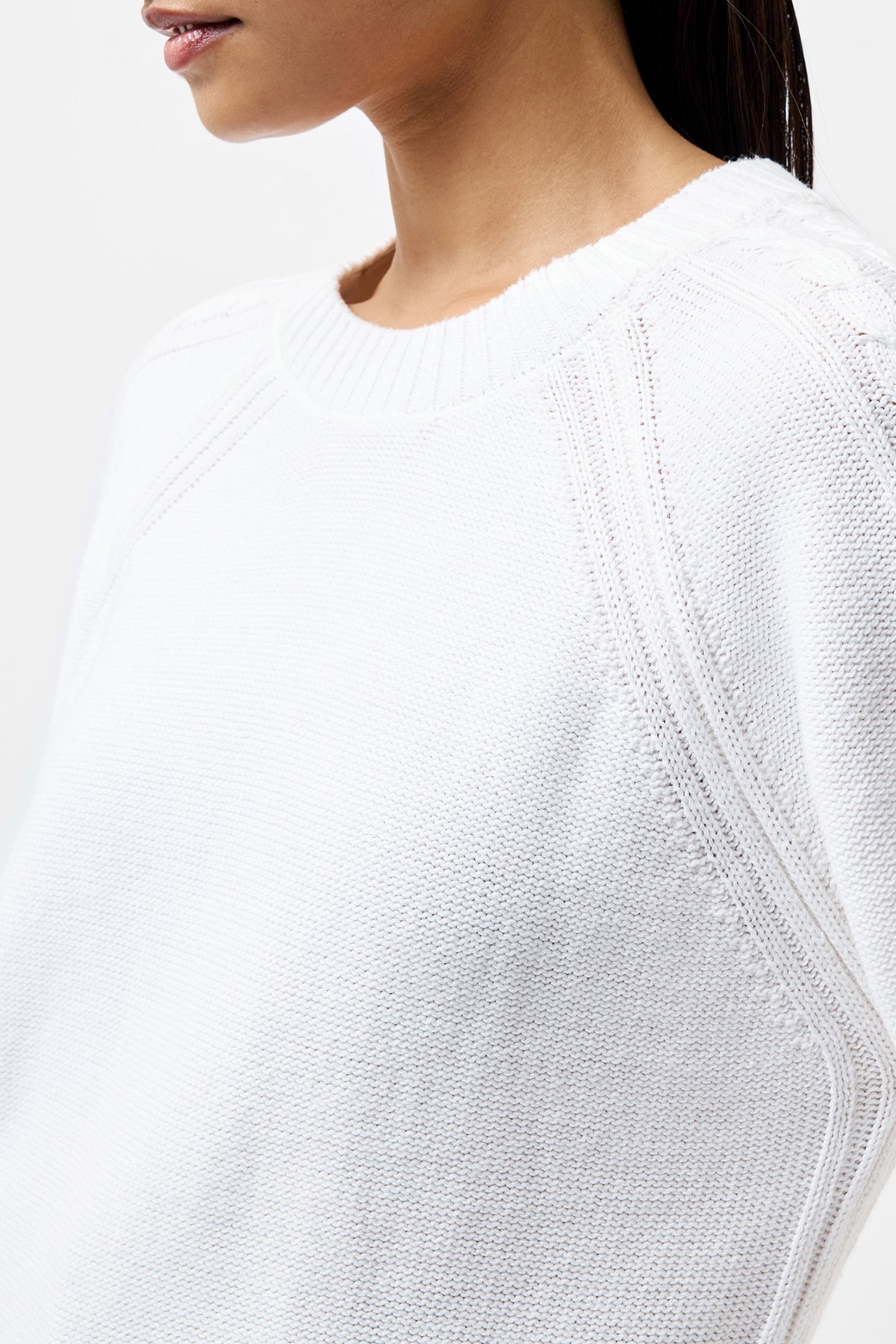 LILY CABLE SLV JUMPER LINEN WHITE 4