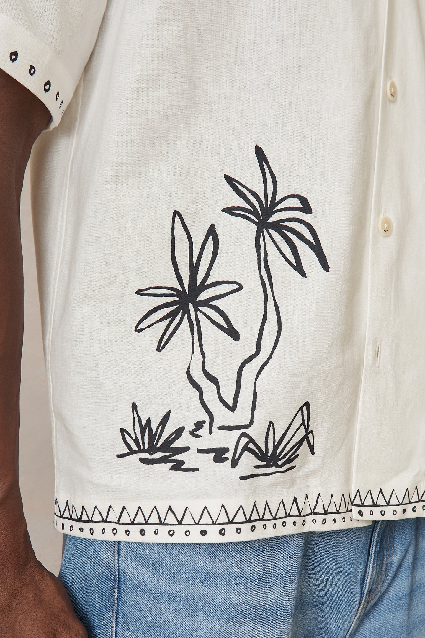 SS BRUSHSTROKE PRINTED LINEN CUBAN SHIRT WHITE 6