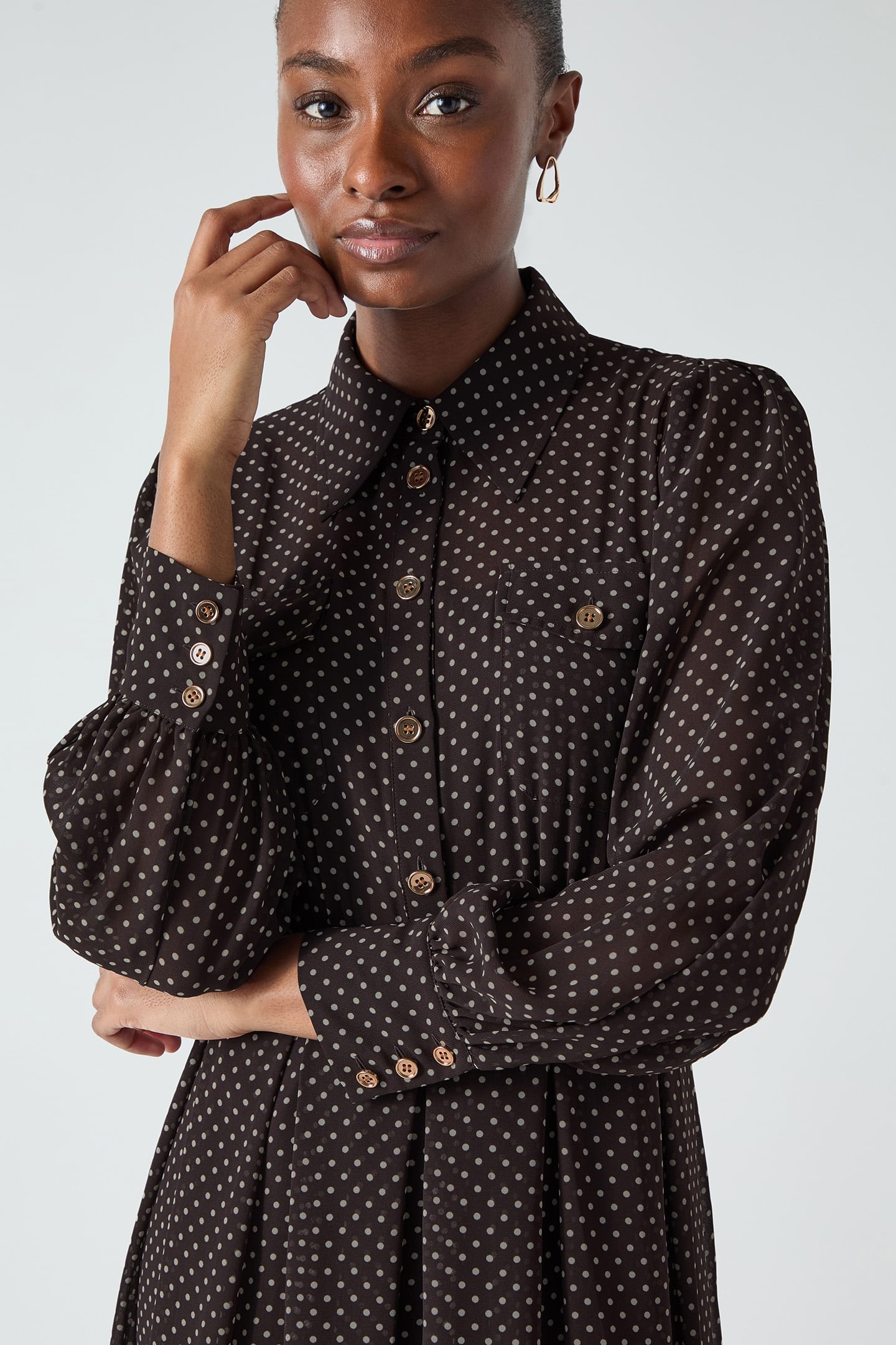 DR CODY POLKA DOT DRESS BROWN 4