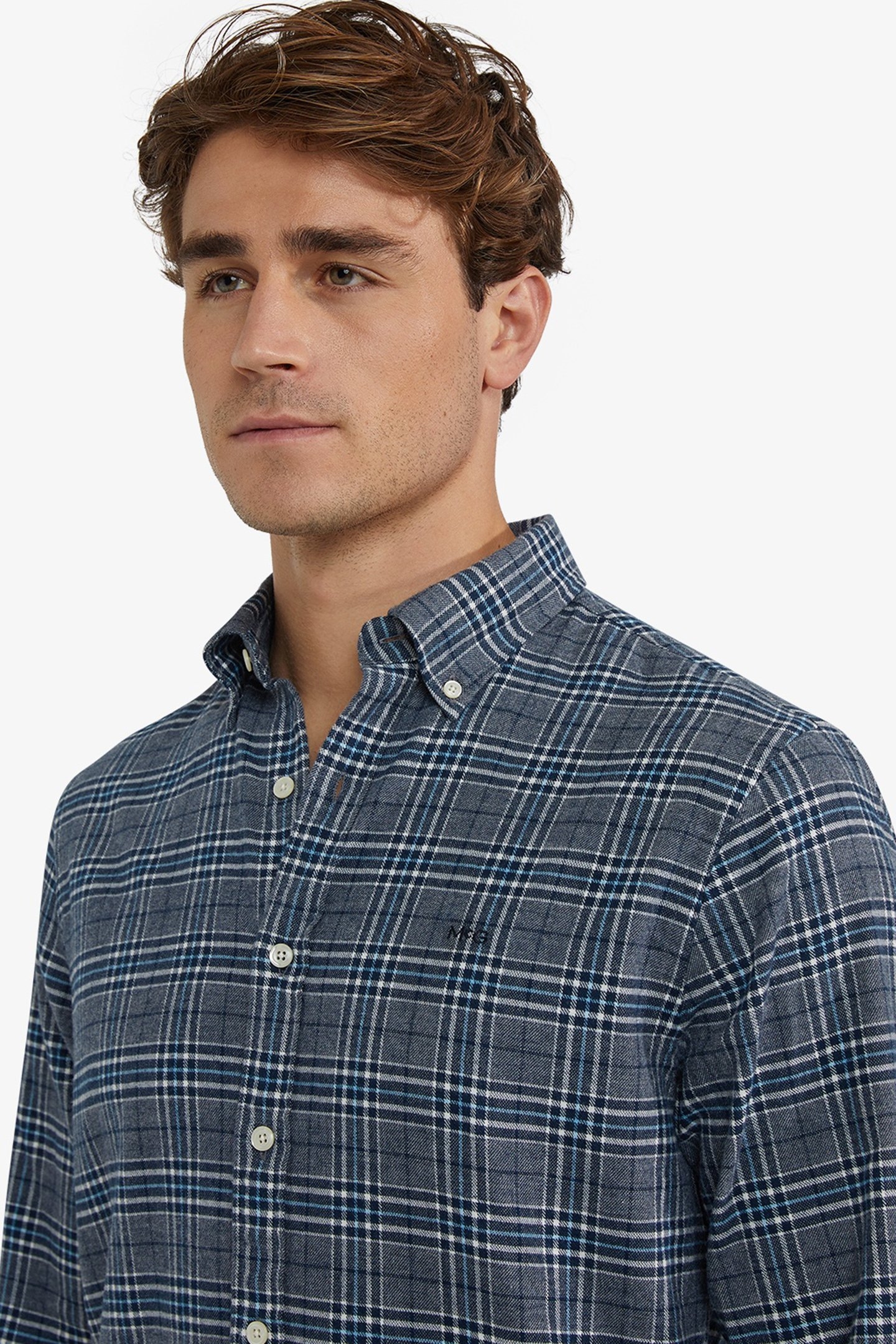 FLANNEL TWILL CHECK SHIRT NAVY 7