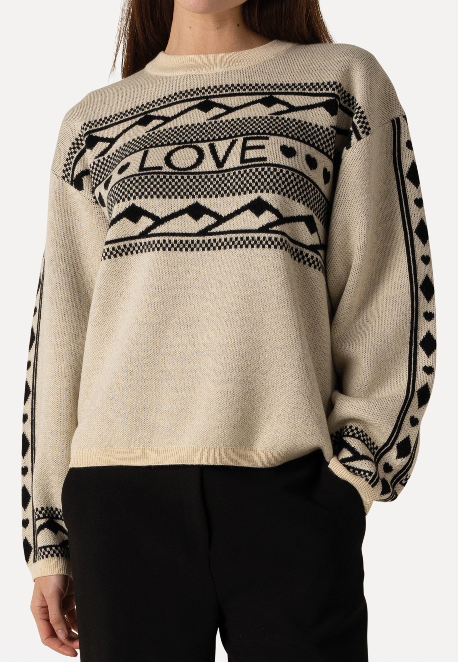 SAFFI KNITTED PULL LONG SLEEVE BLACK PARCHMENT 1