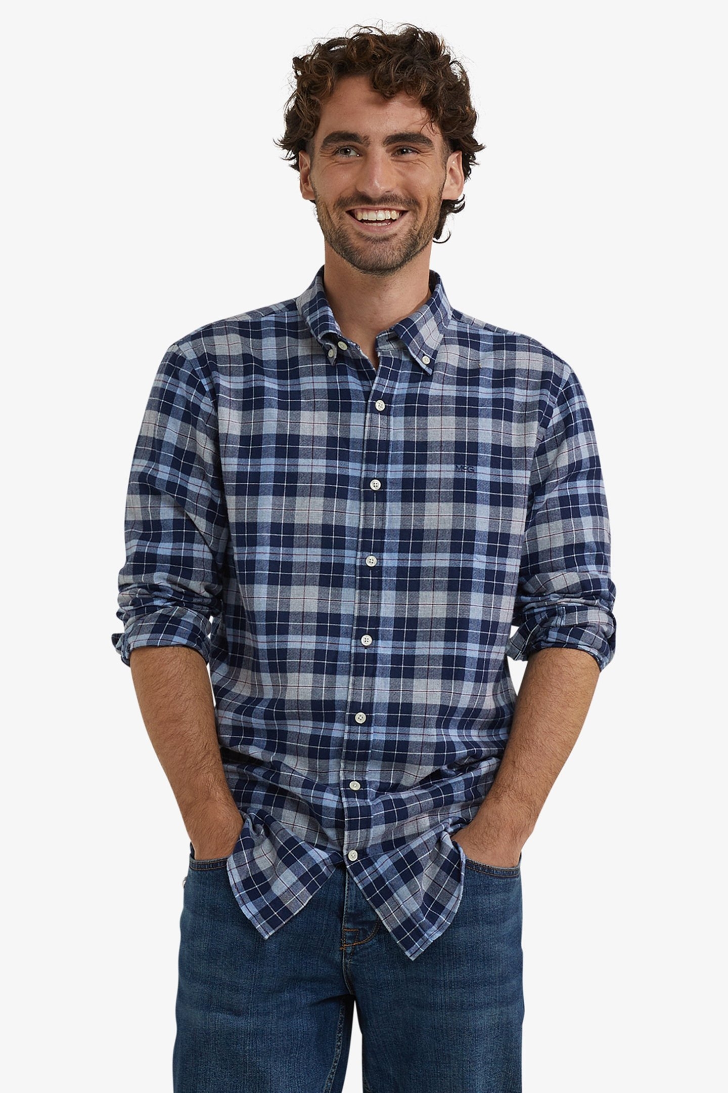 FLANNEL CHECK SHIRT LIGHT BLUE 1