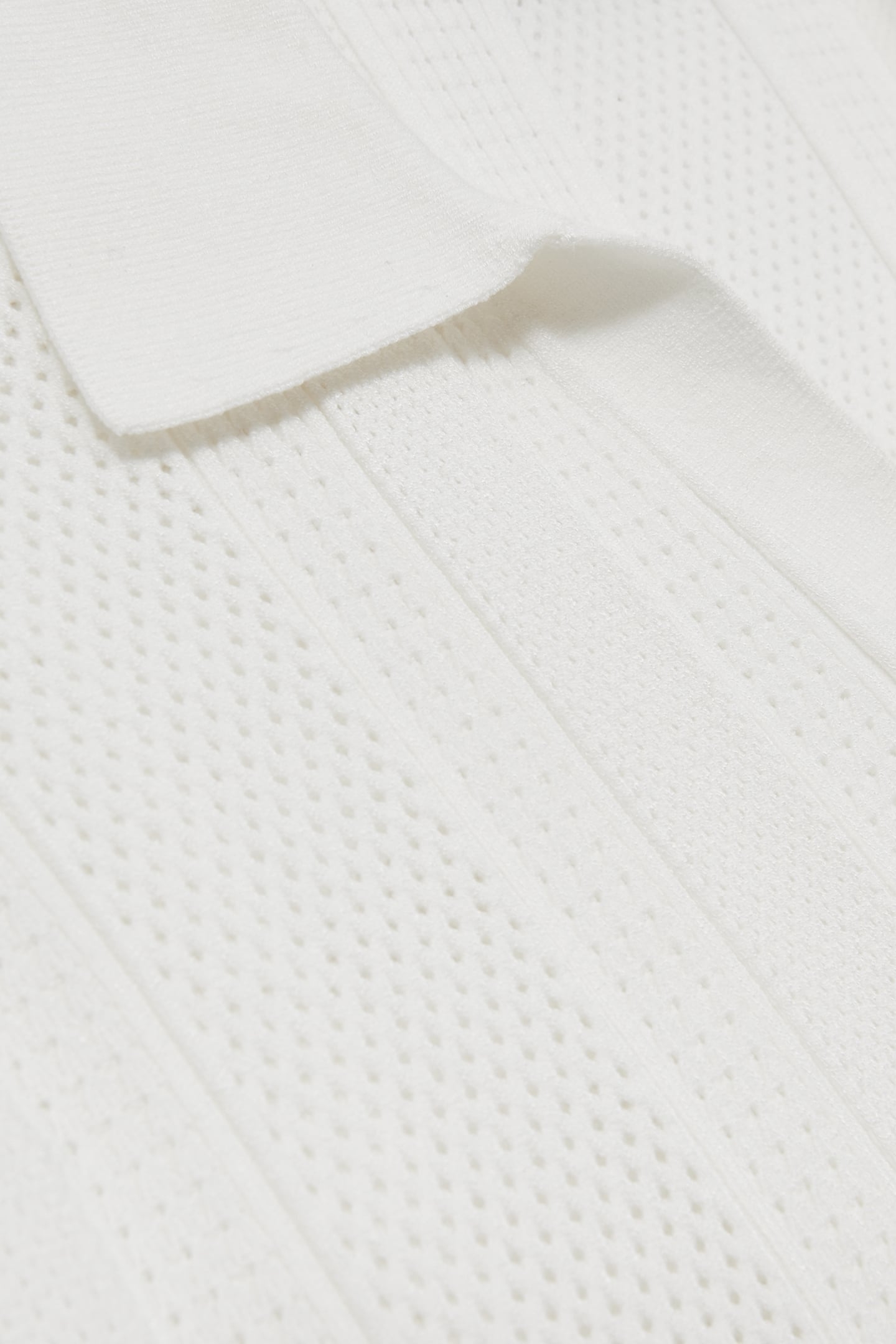 SS OPEN COLLAR STRIPE TEXTURED KNITTED POLO WHITE 7