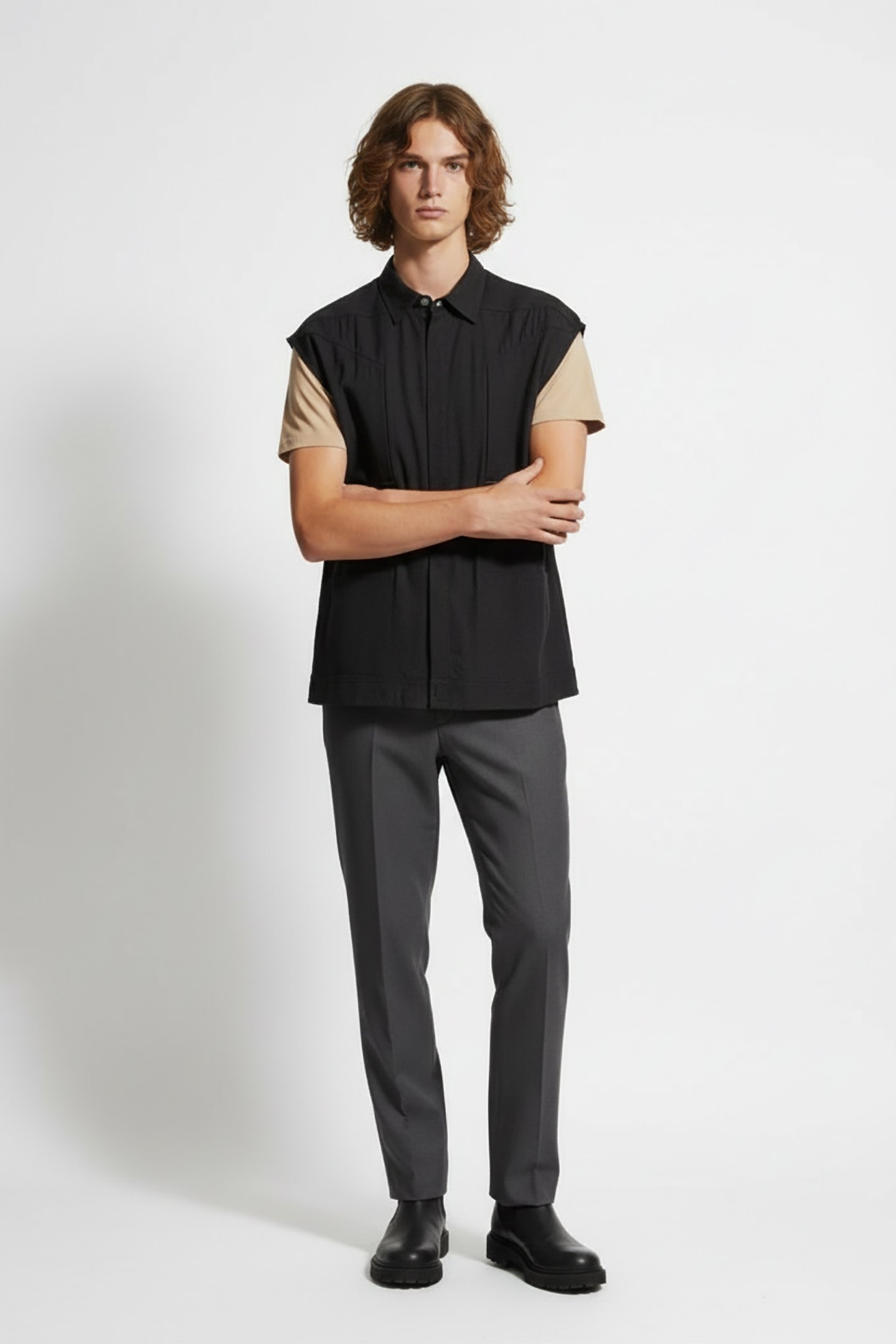 RICK OWENS – SLEEVELESS JUMBO OUTERSHIRT BLACK 1