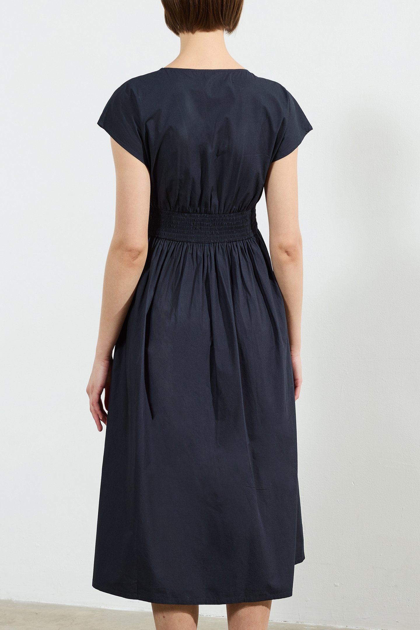 BARLETTA POPLIN TIE MIDI DRESSS NAVY 2