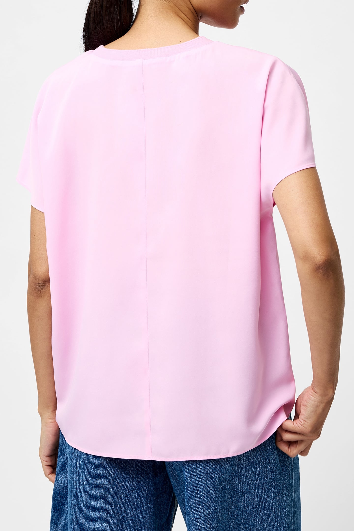 CAPRIANA CREPE CREW NK TOP BUBBLEGUM PINK 2