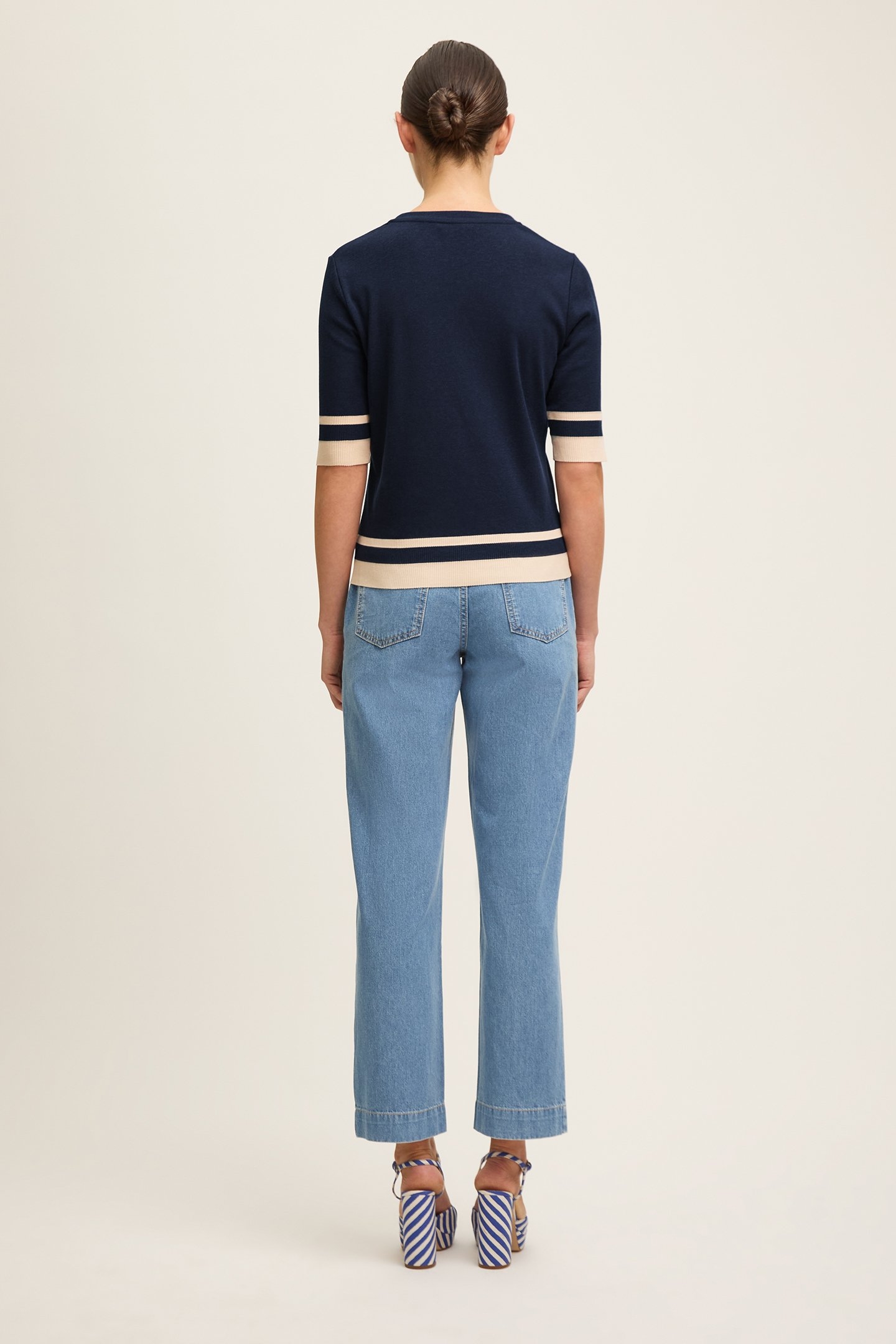 TJ MICHA STRIPE TOP NAVY/IVORY 4