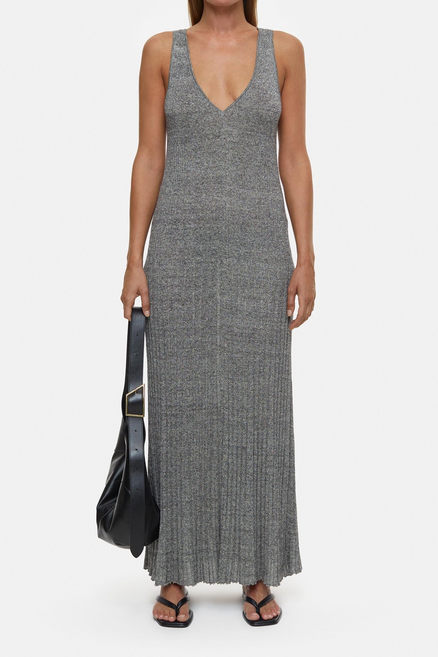 STRAP RIB DRESS BLACK 1