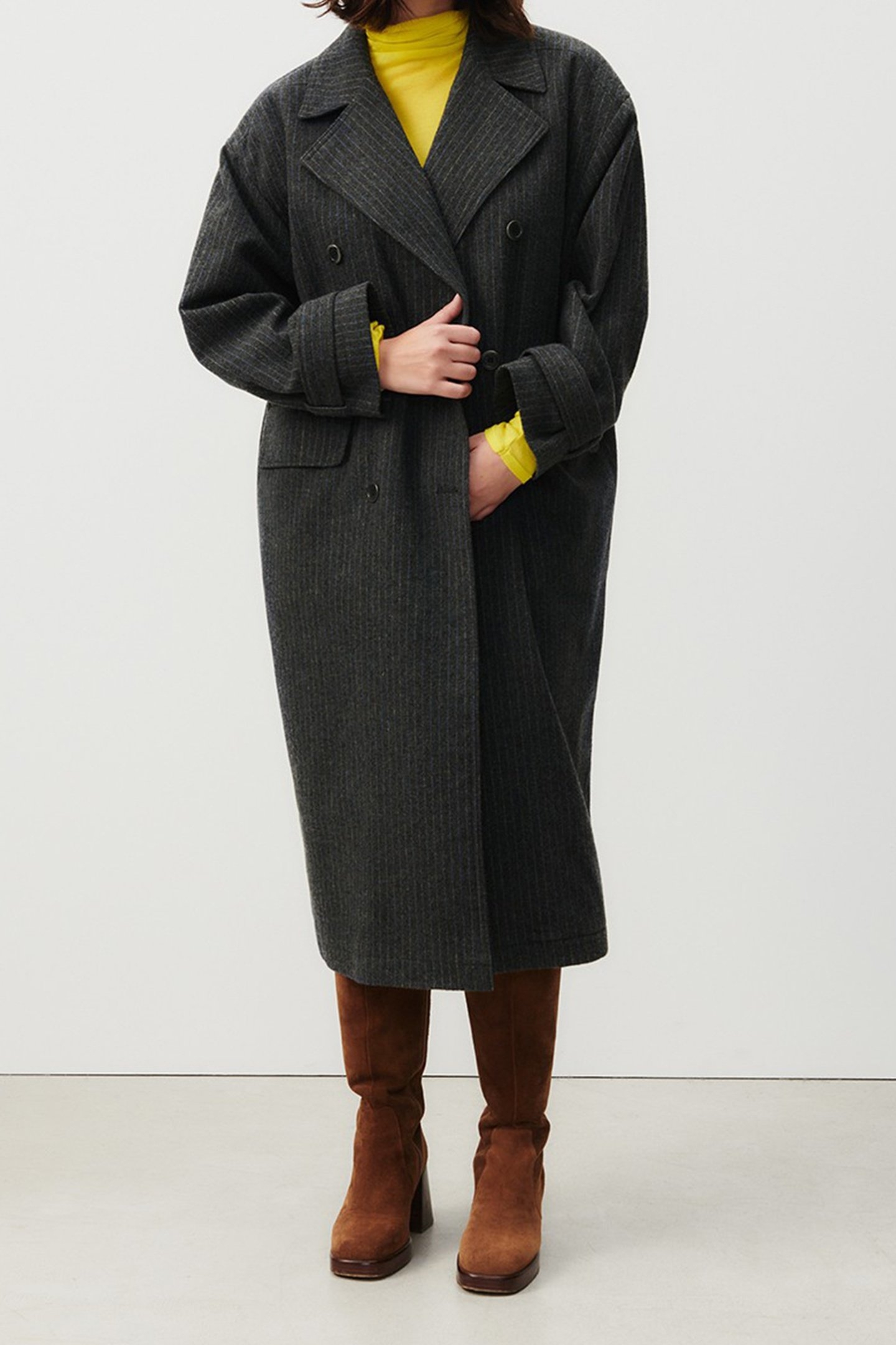 WOOL COAT GREY AND BLUE STRIPES 5
