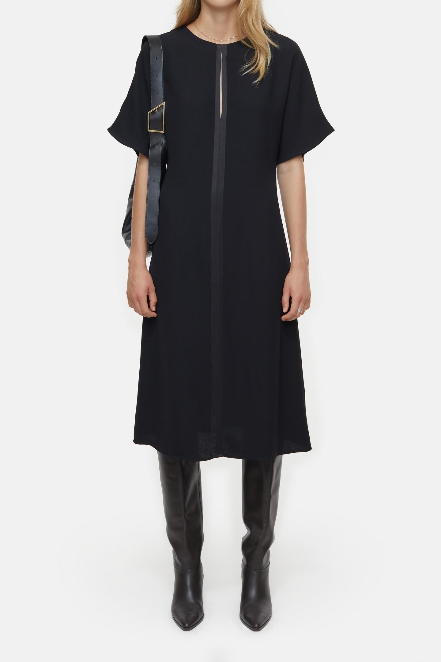 MIDI LENGTH SLEEVE DRESS BLACK 1