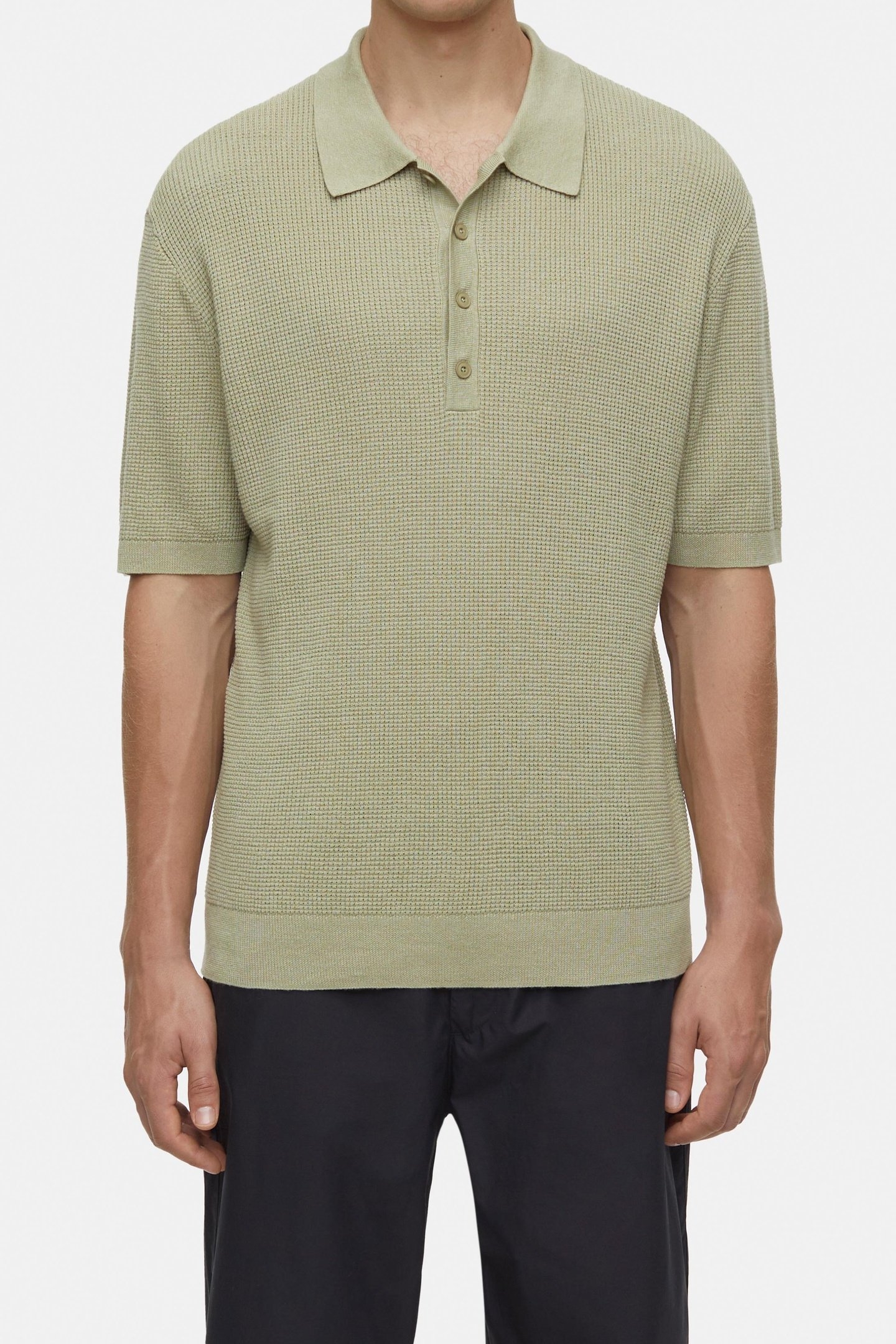 SHORT SLEEVE POLO KNITS SAGE TEA 2