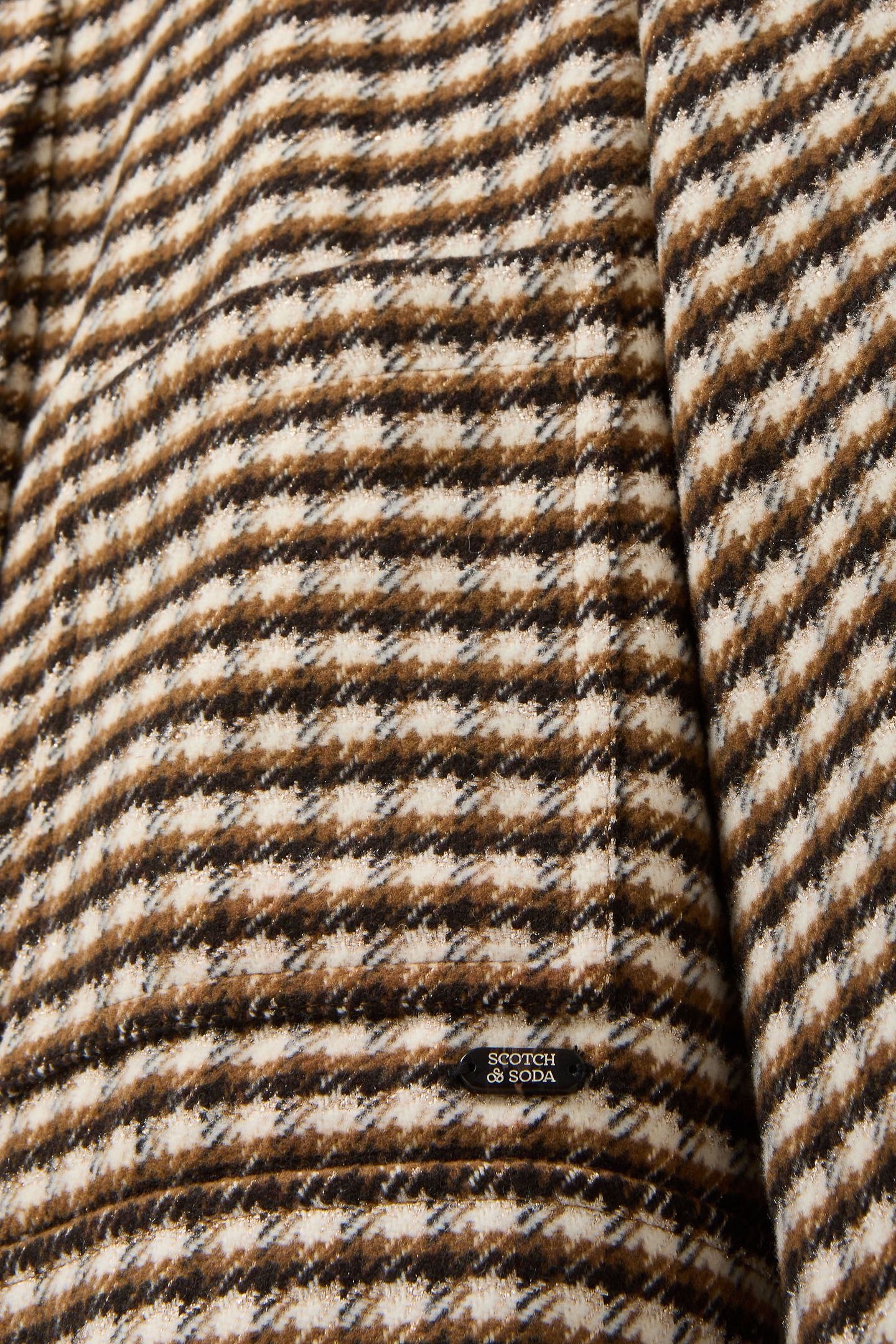 BOXY JACKET BROWN AND BEIGE TWEED WITH PRINTED LINING 7