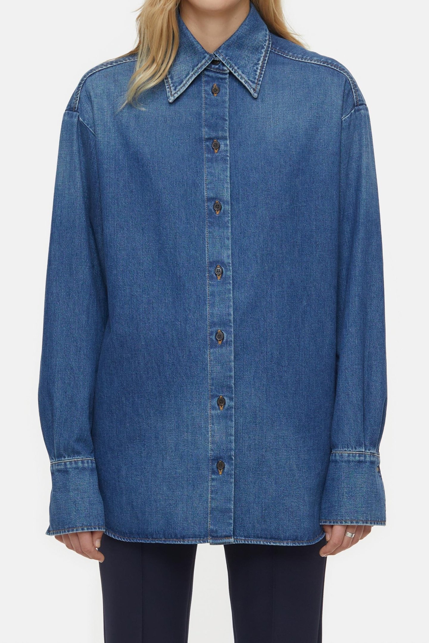 BOXY LONG SLEEVE SHIRT DARK BLUE 2