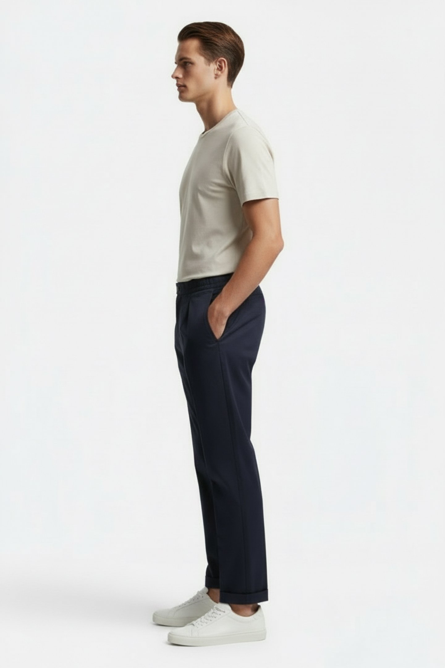 LINEN BLEND TROUSER NAVY 3