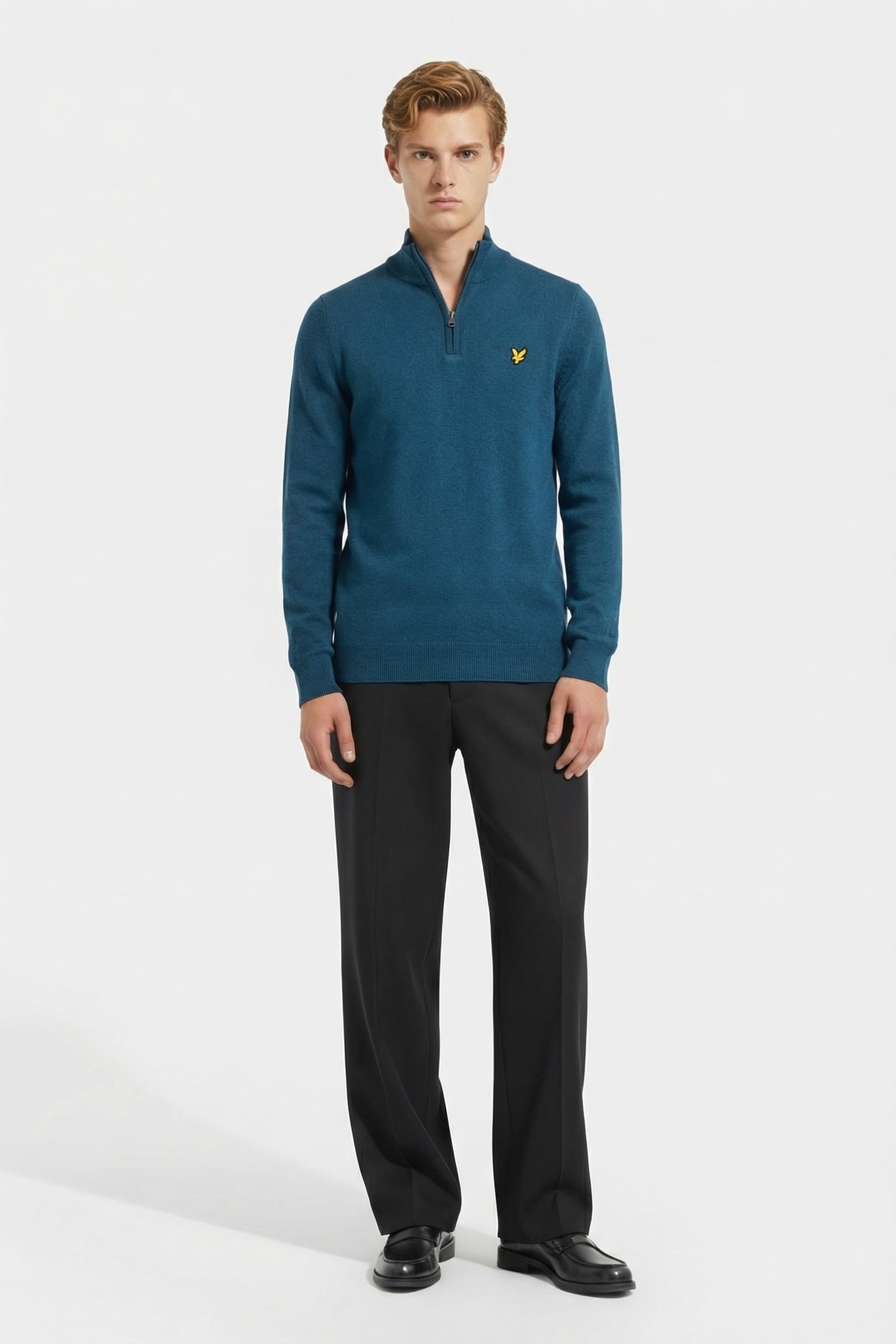 COTTON MERINO QUARTER ZIP JUMPER APRES NAVY 1