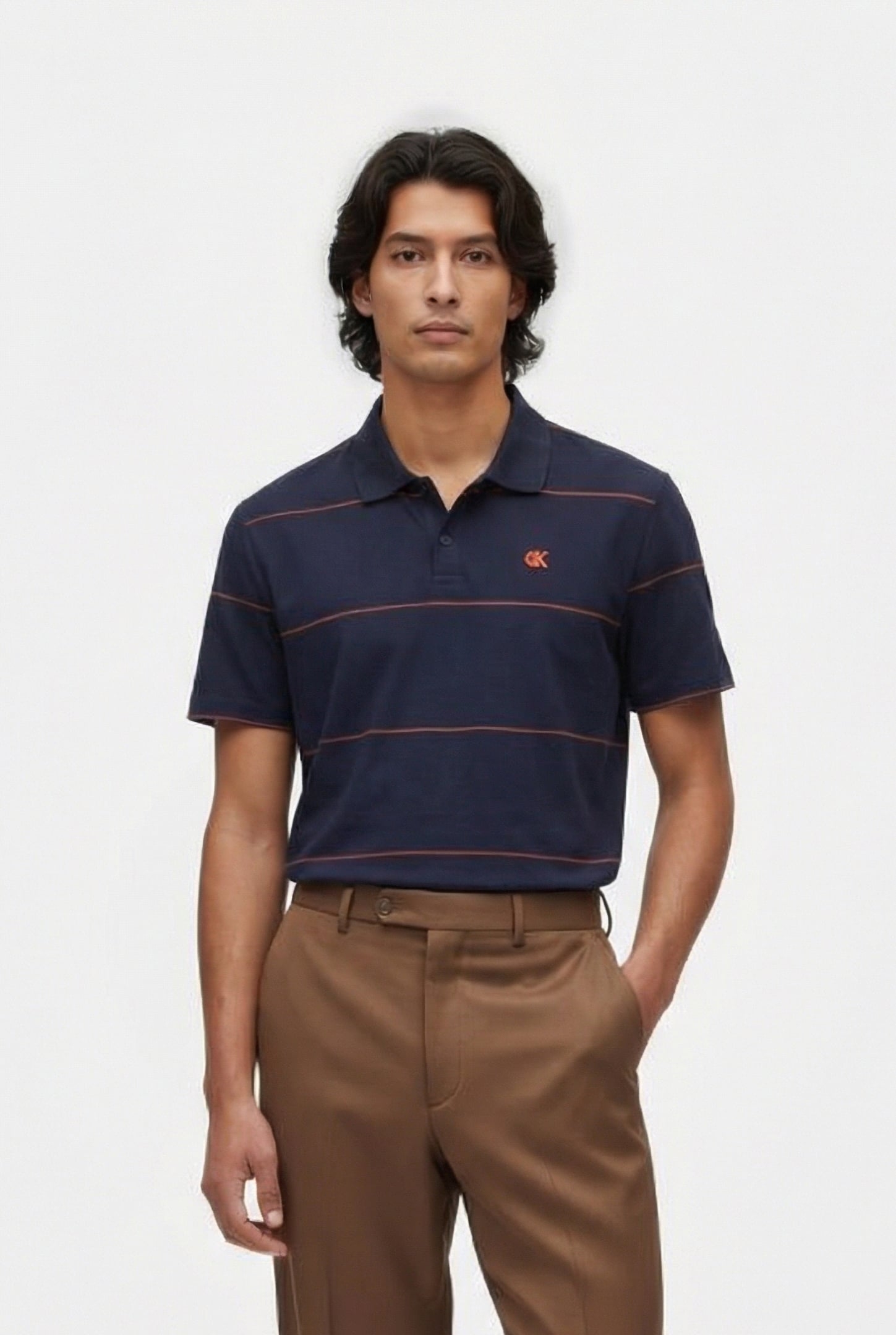 SS CROSS GRAIN STRIP RELAXED FIT POLO DARK SAPPHIRE 1