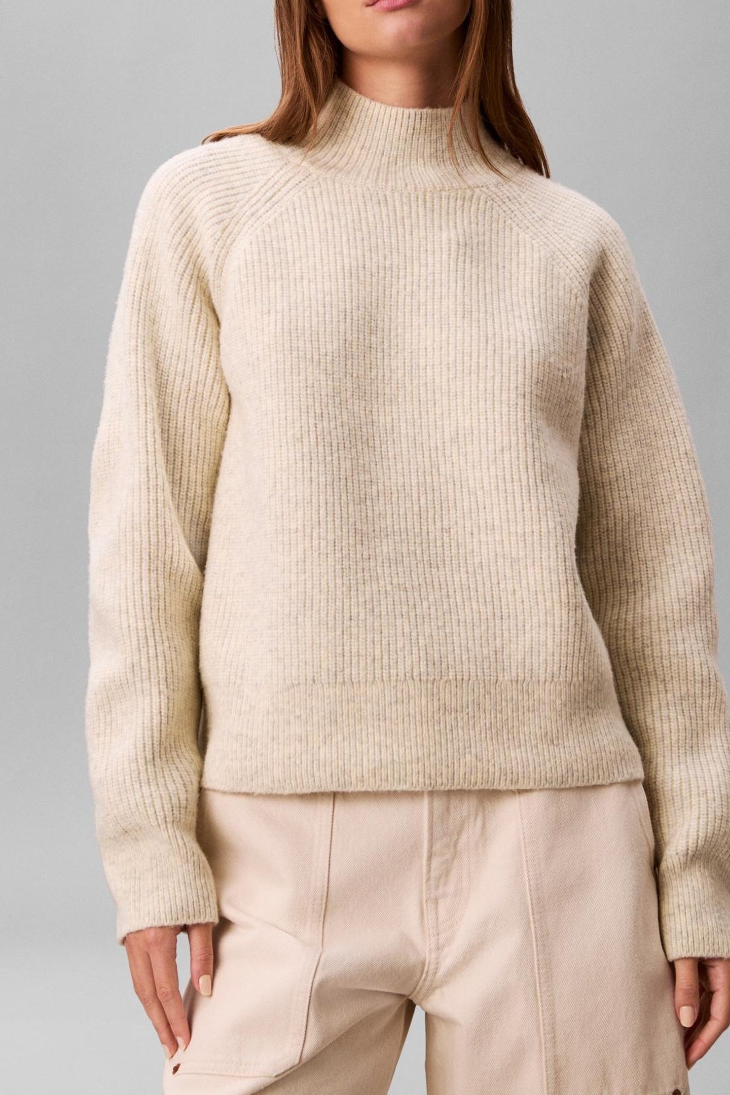 WOOLEN STITCH PULLOVER B01 LIGHT GREY HEATHER 1