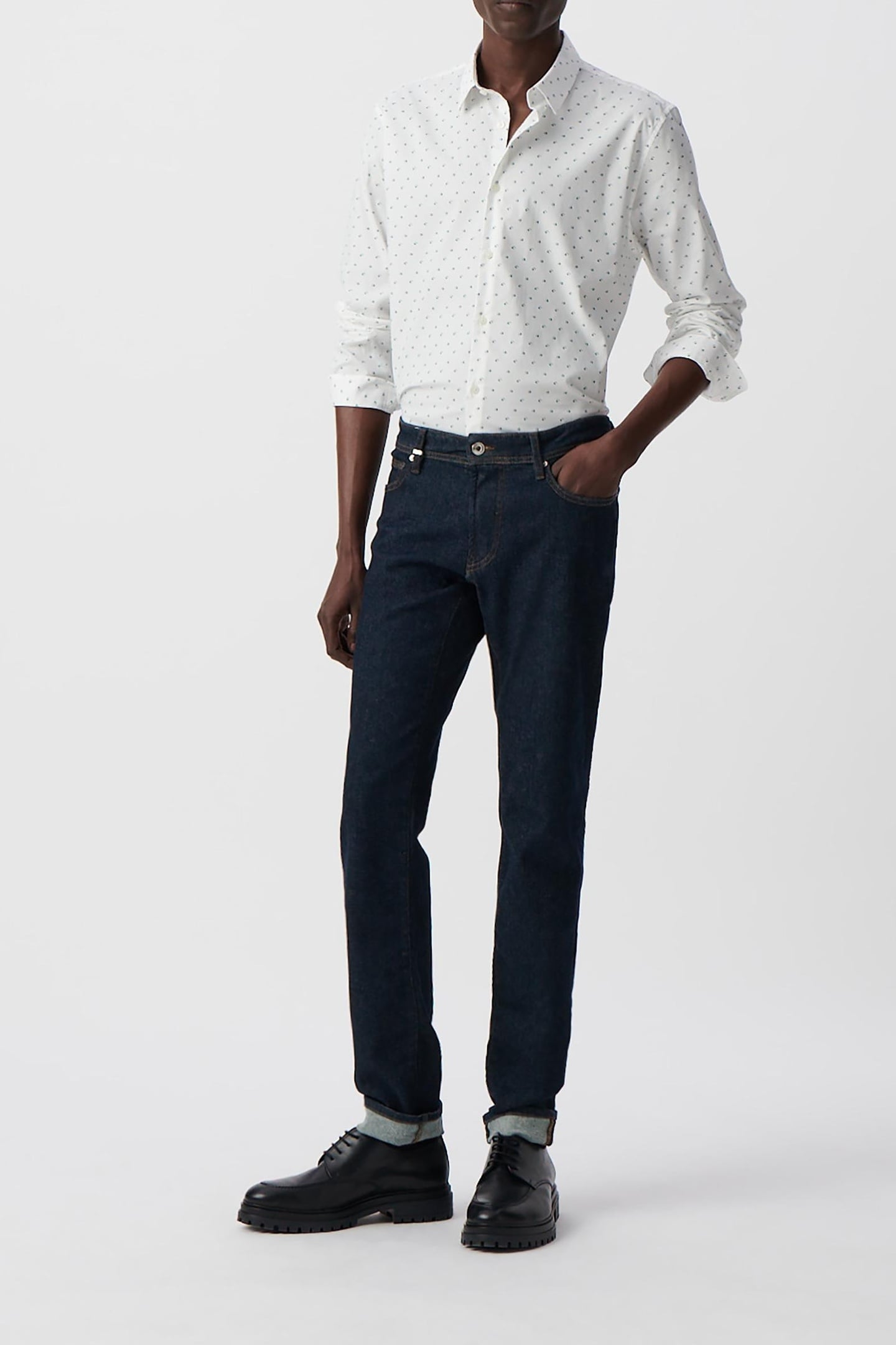 WHITE SLIM SHIRT WITH MINIMALIST PRINT 1