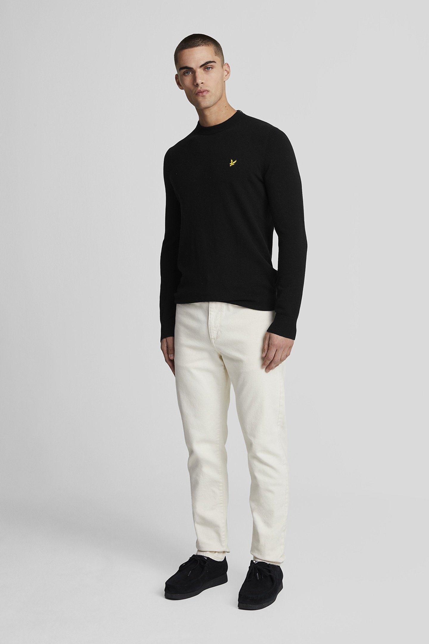 LAMBSWOOL BLEND CREW NECK JUMPER JET BLACK MARL 1