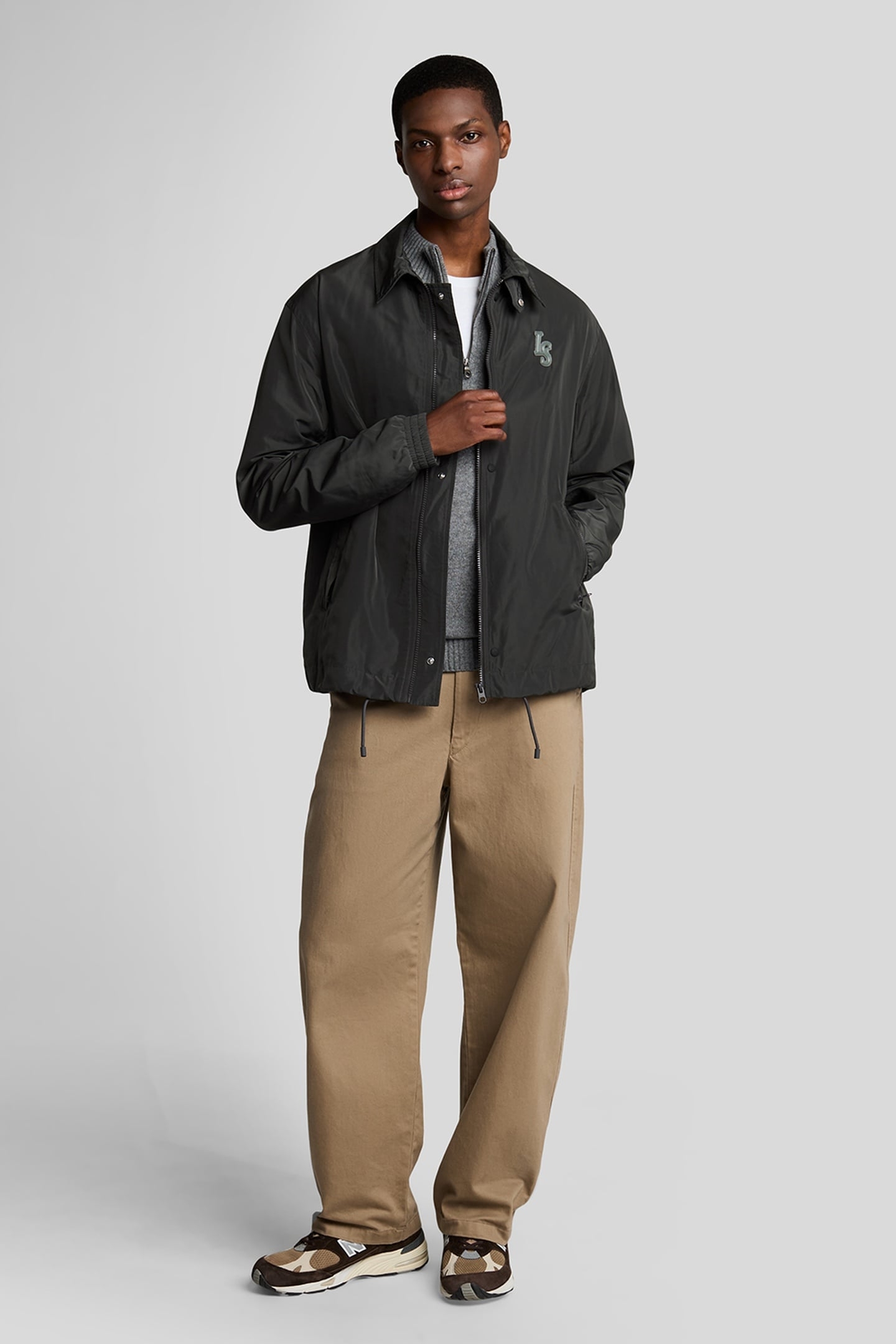 SADDLE SLEEVE QUARTER ZIP JUMPER GREY HEATHER 1