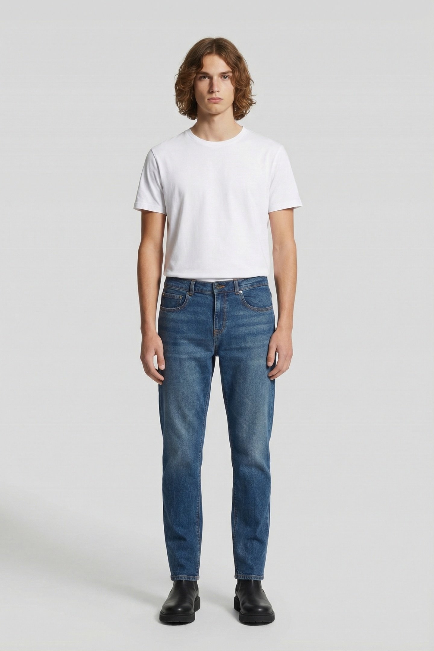 SLIM FIT DENIM STONE WASH BLUE 1