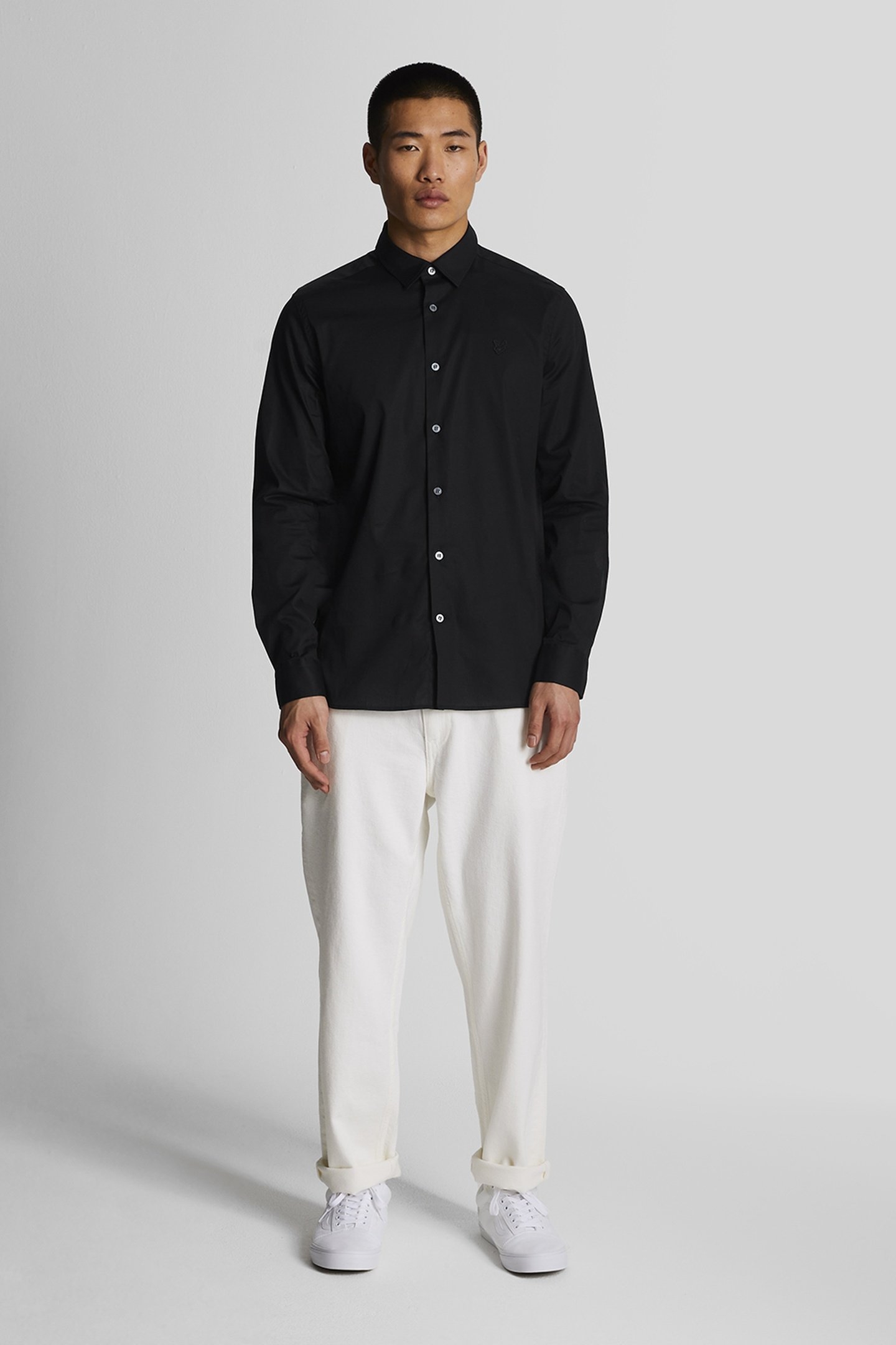 LS SLIM FIT POPLIN SHIRT JET BLACK 2