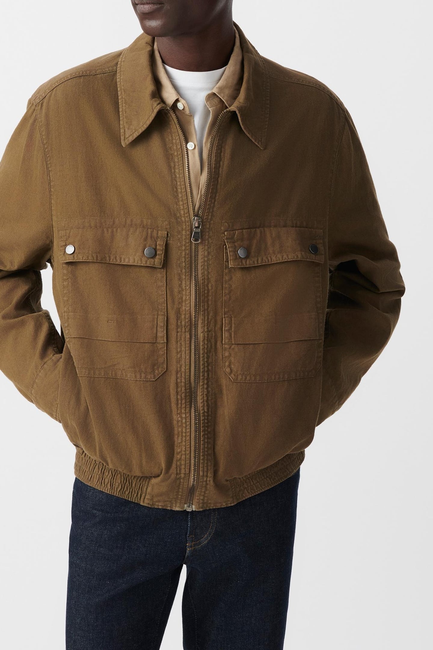 BRONZE COTTON LINEN ARMY-STYLE JACKET 2