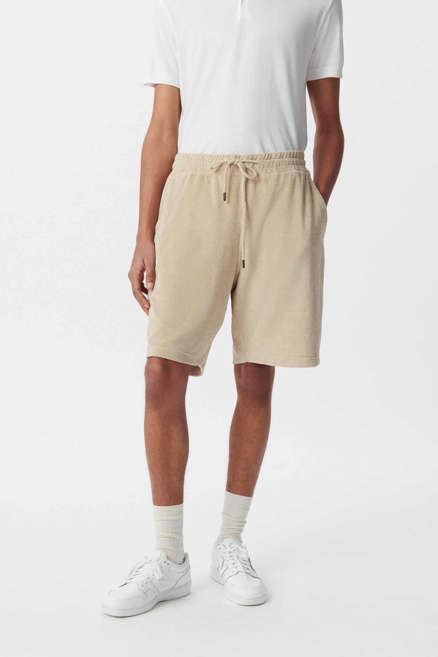 BEIGE TERRY CLOTH BERMUDA SHORTS 2
