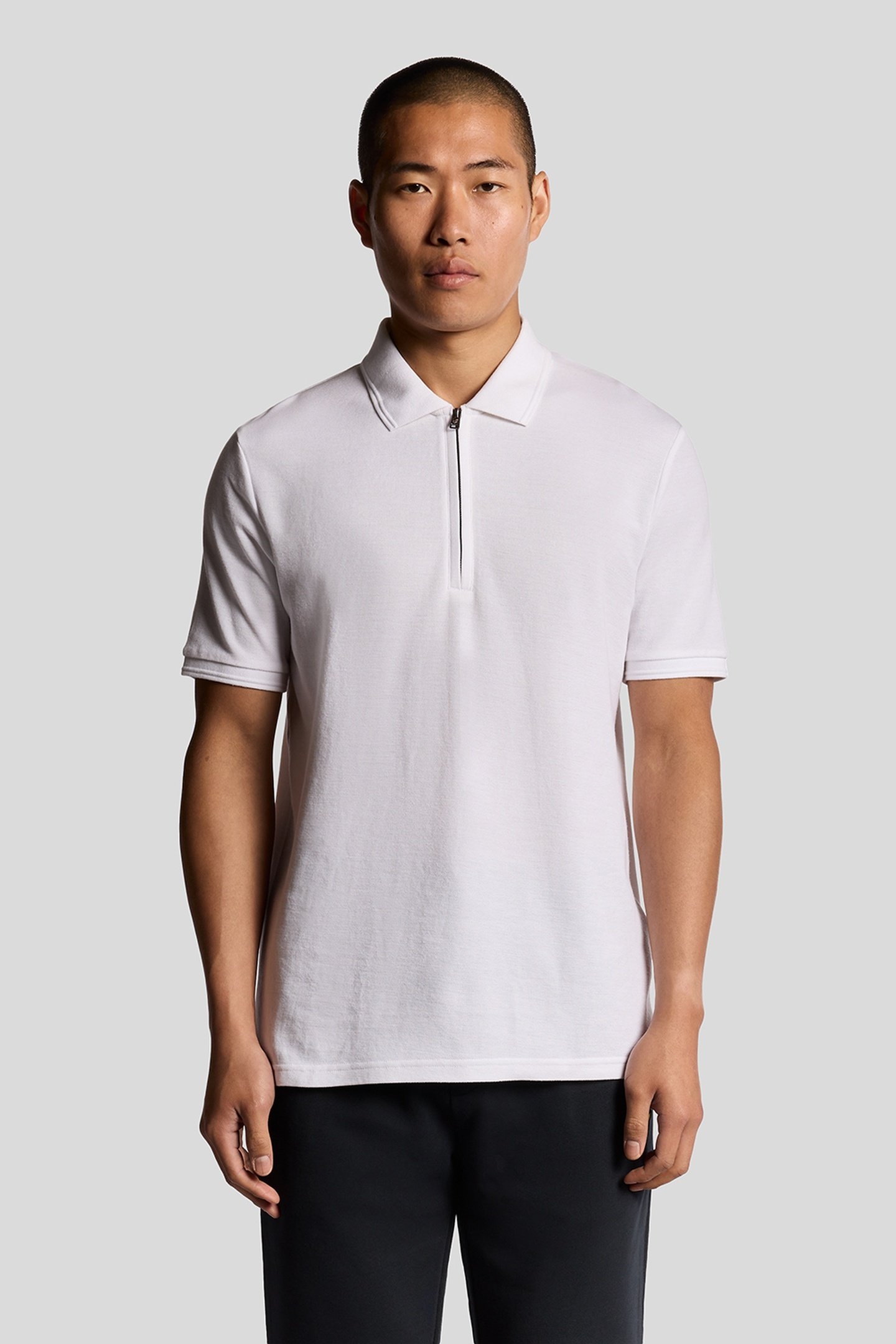 OTTOMAN HALF ZIP POLO SHIRT WHITE 1
