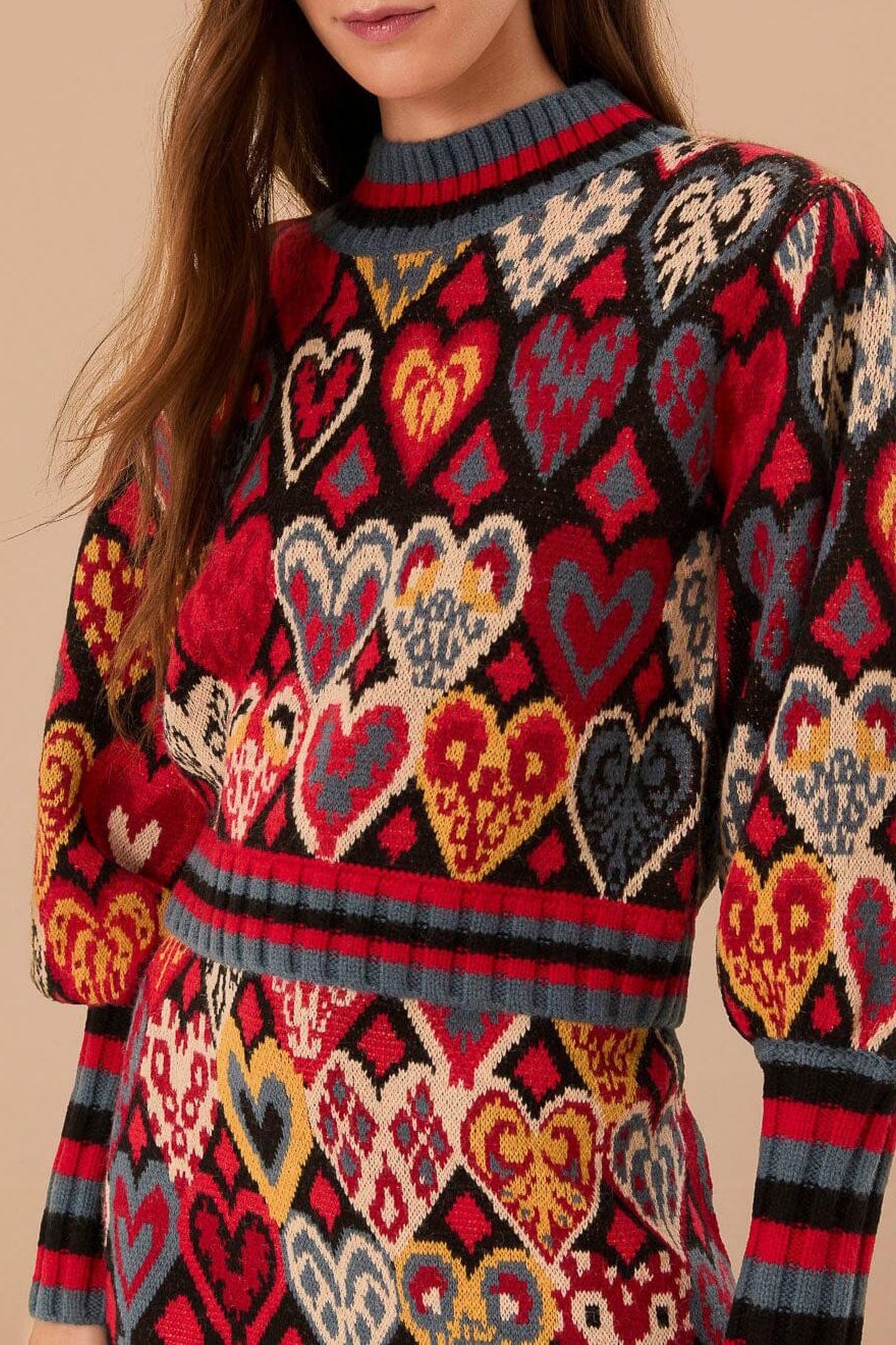 HEARTS IKAT BLACK KNIT SWEATER 1