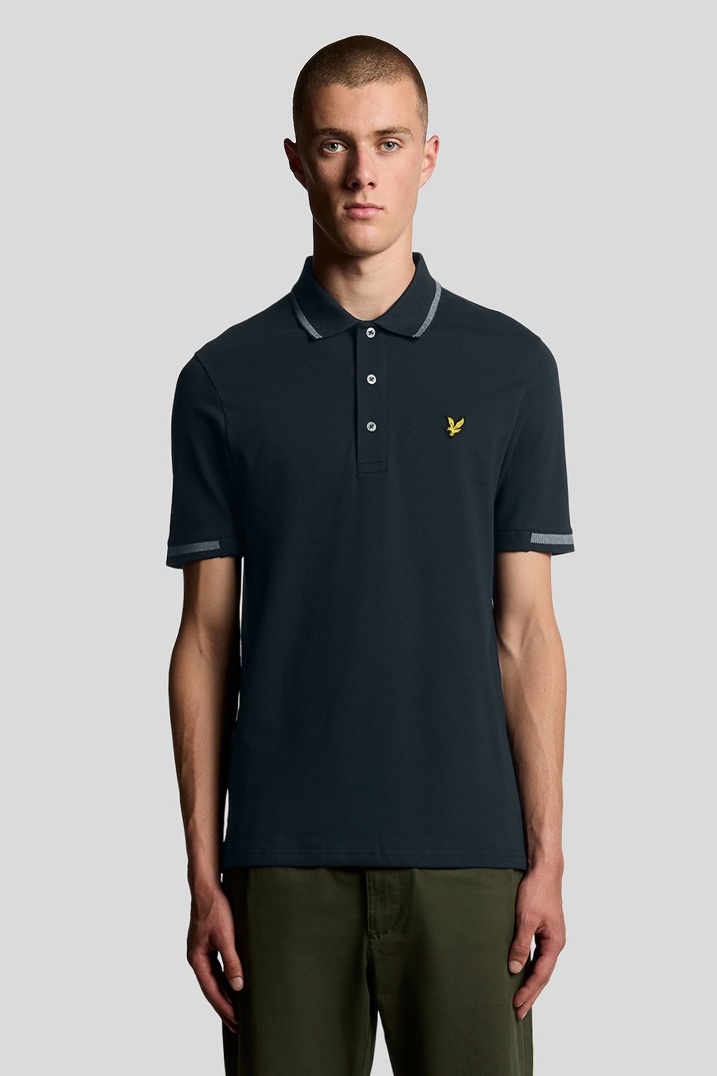 BIRDSEYE HALF TIPPED POLO DARK NAVY/ASH LILAC 2