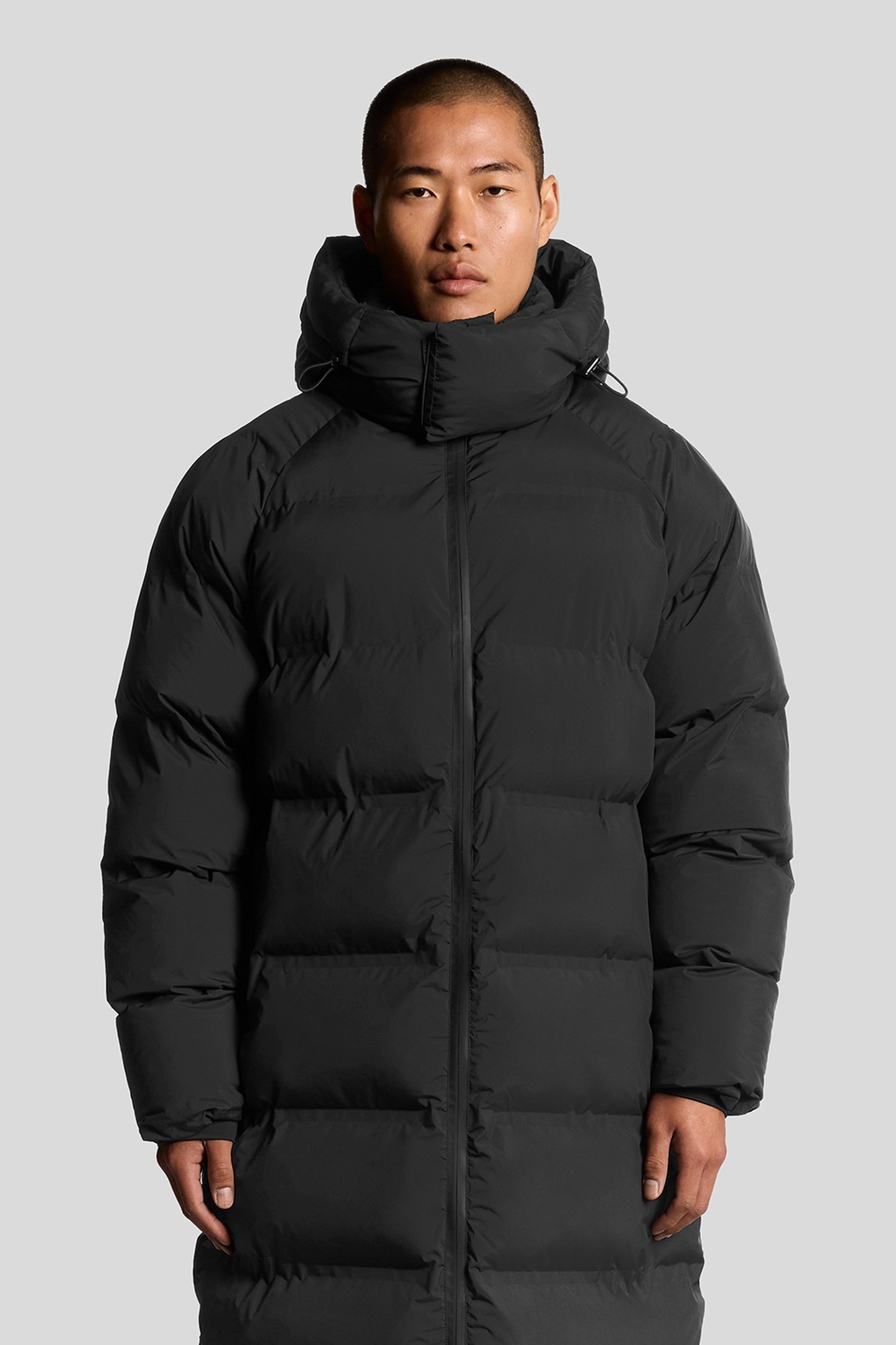 WELDED LONGLINE PUFFER JACKET JET BLACK 1