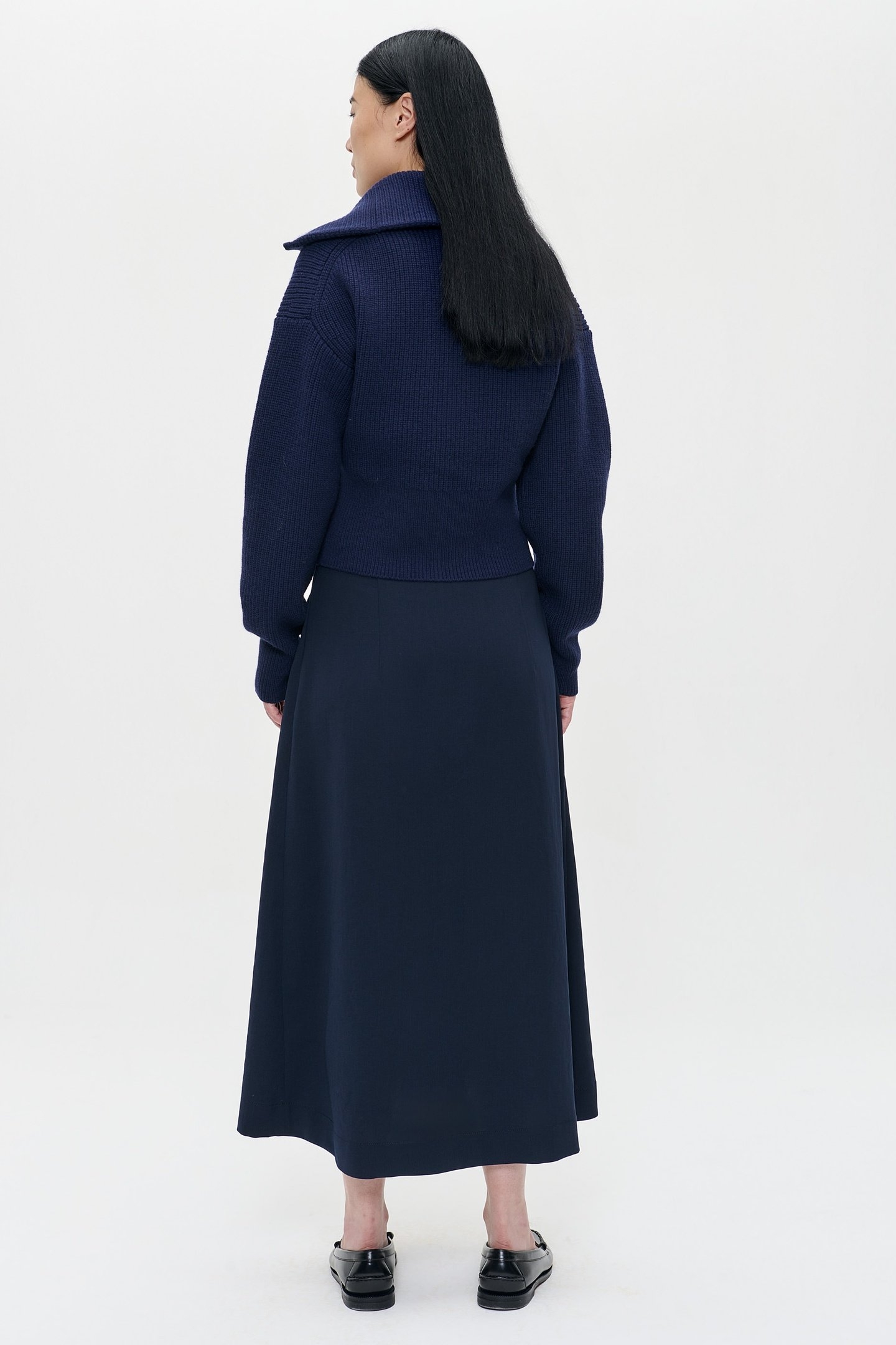 MERINO WAISTED ZIP CARDI DEEP BLUE 3