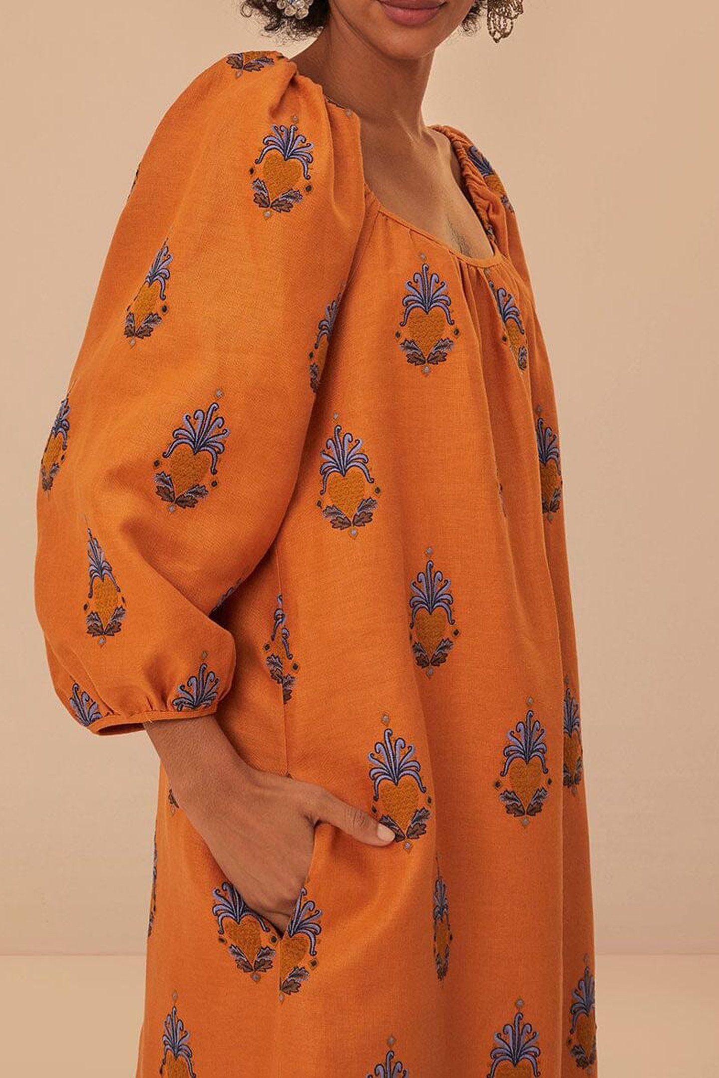 YELLOW EMBROIDERED MIDI DRESS 5