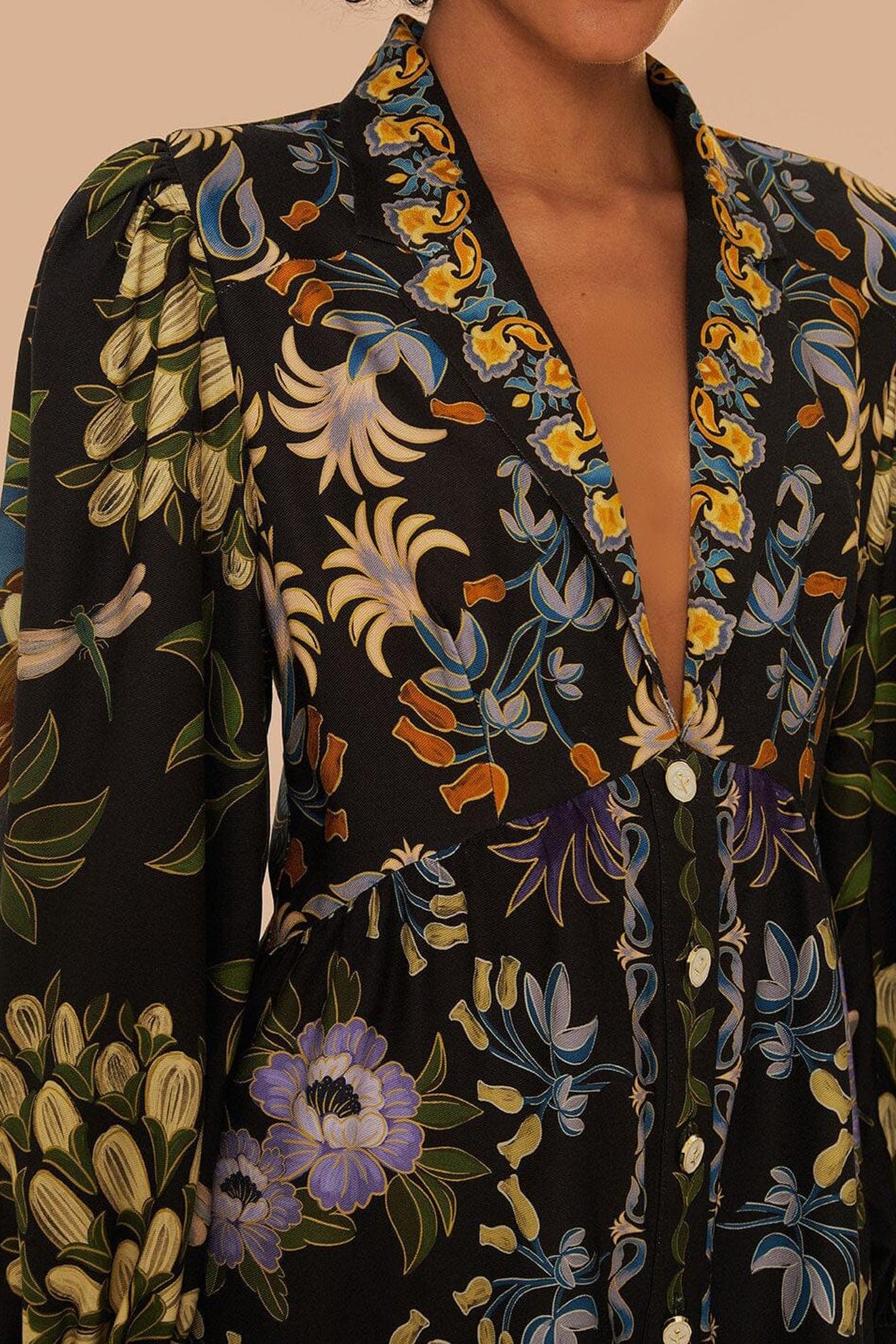 BLACK WINTER GARDEN MINI DRESS LONG SLEEVES 4